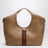 Borsa shopping Giglio grande in pelle GG traforata beige scuro