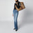 Borsa shopping Giglio grande in pelle GG traforata beige scuro