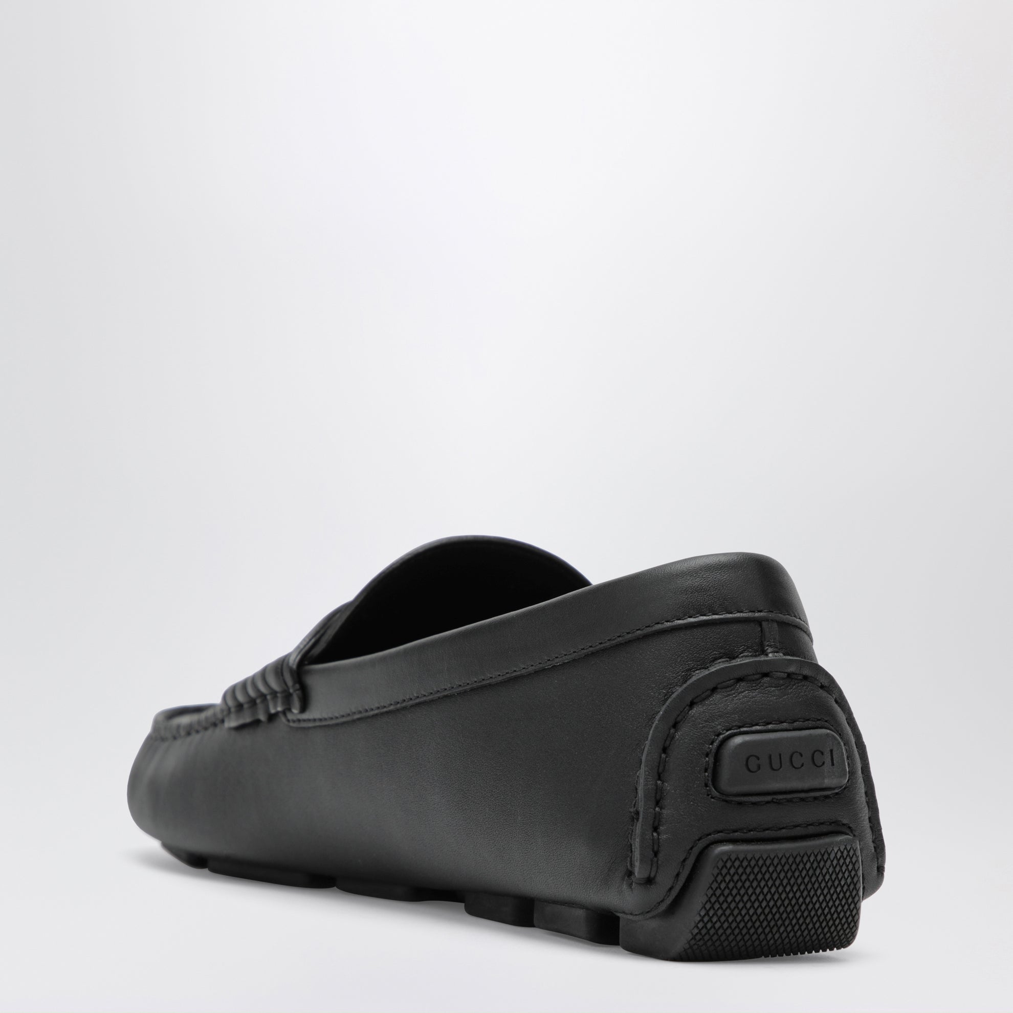 Men's driver loafer in black leather with Web