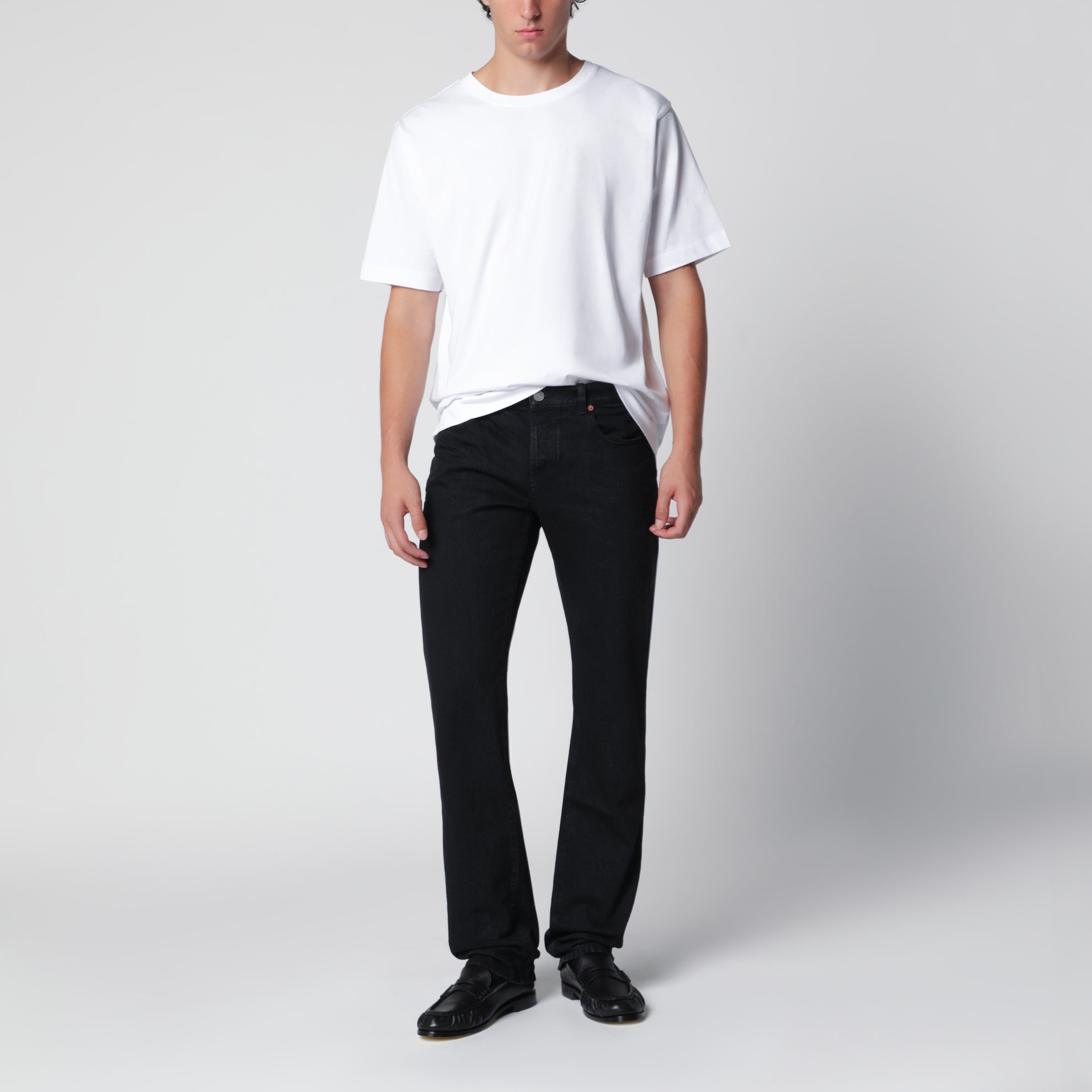 Jeans a gamba dritta neri in cotone