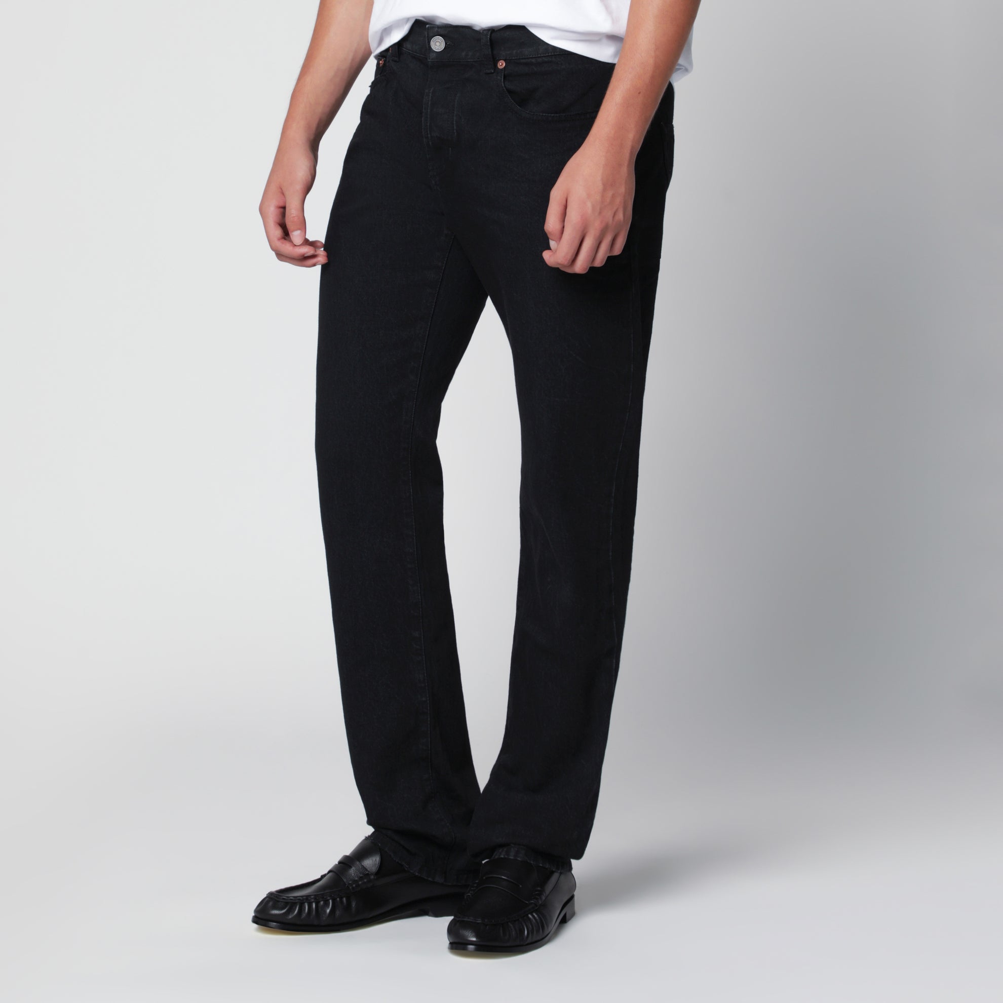 Jeans a gamba dritta neri in cotone