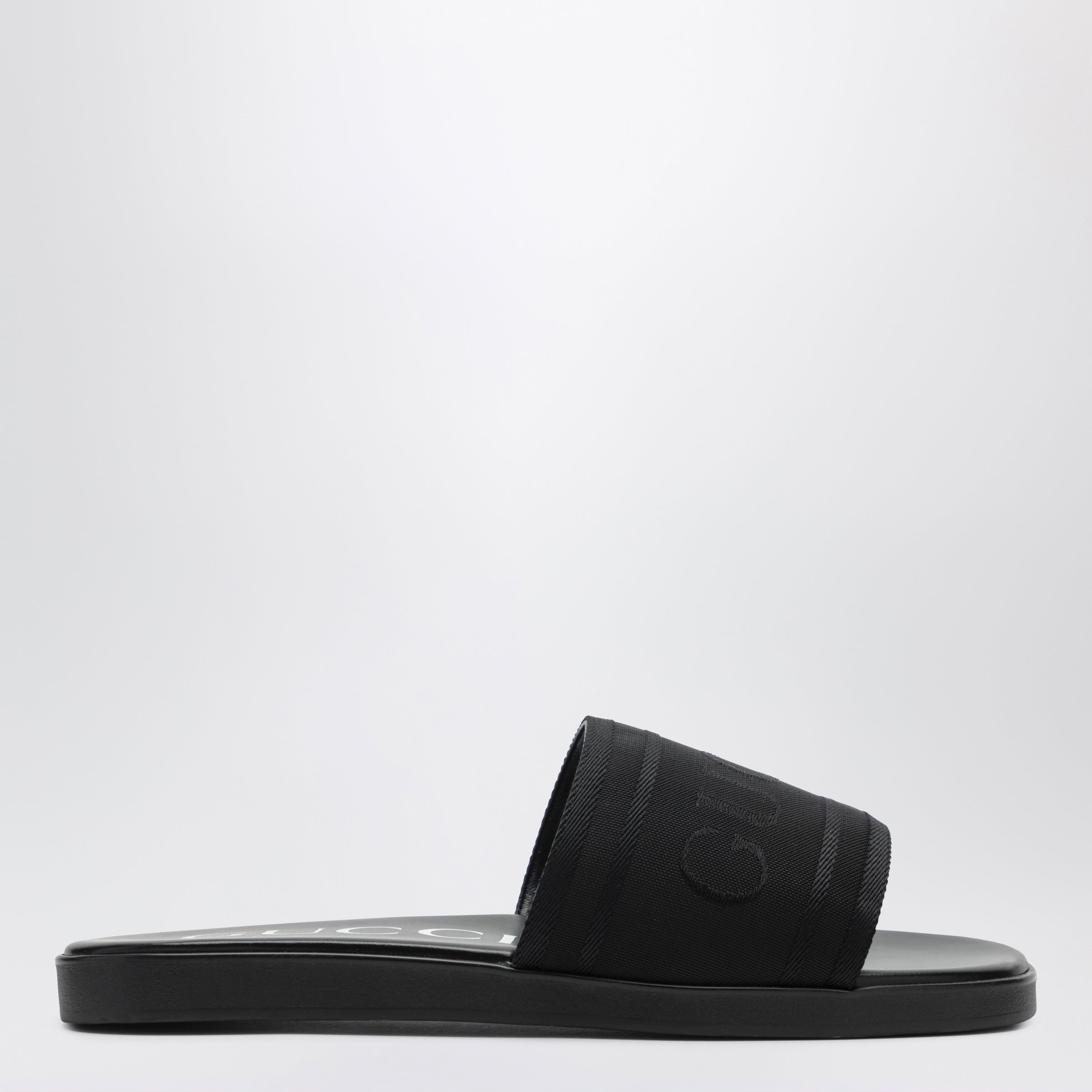 GUCCI Black jacquard fabric slides | TheDoubleF