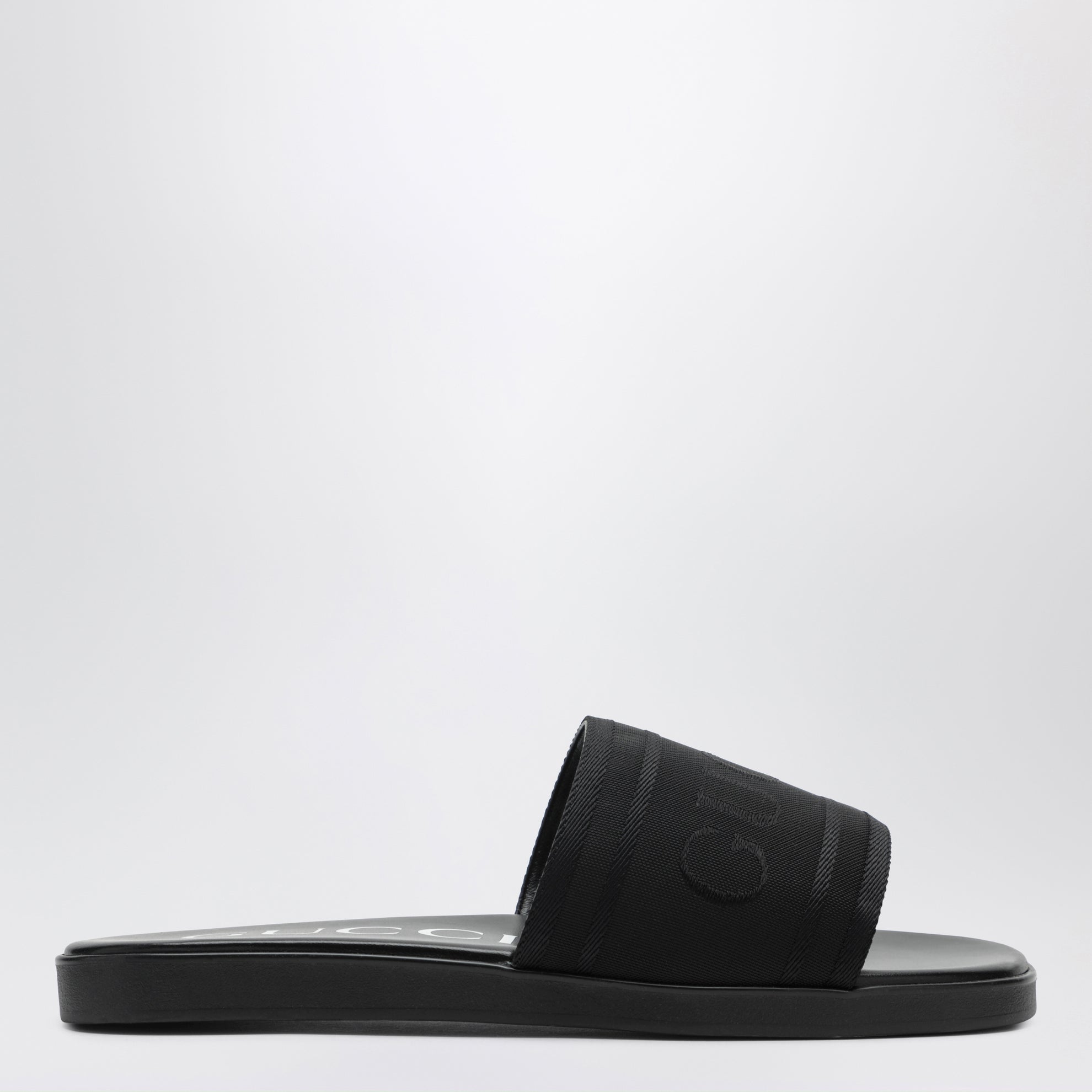 Black jacquard fabric slides