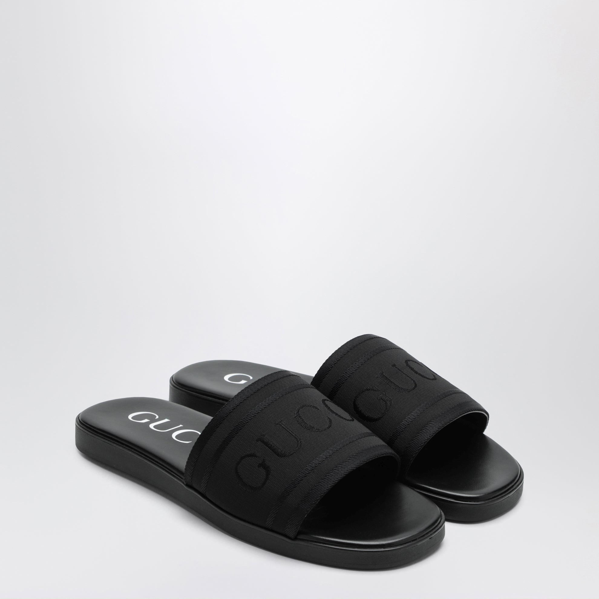 Black jacquard fabric slides