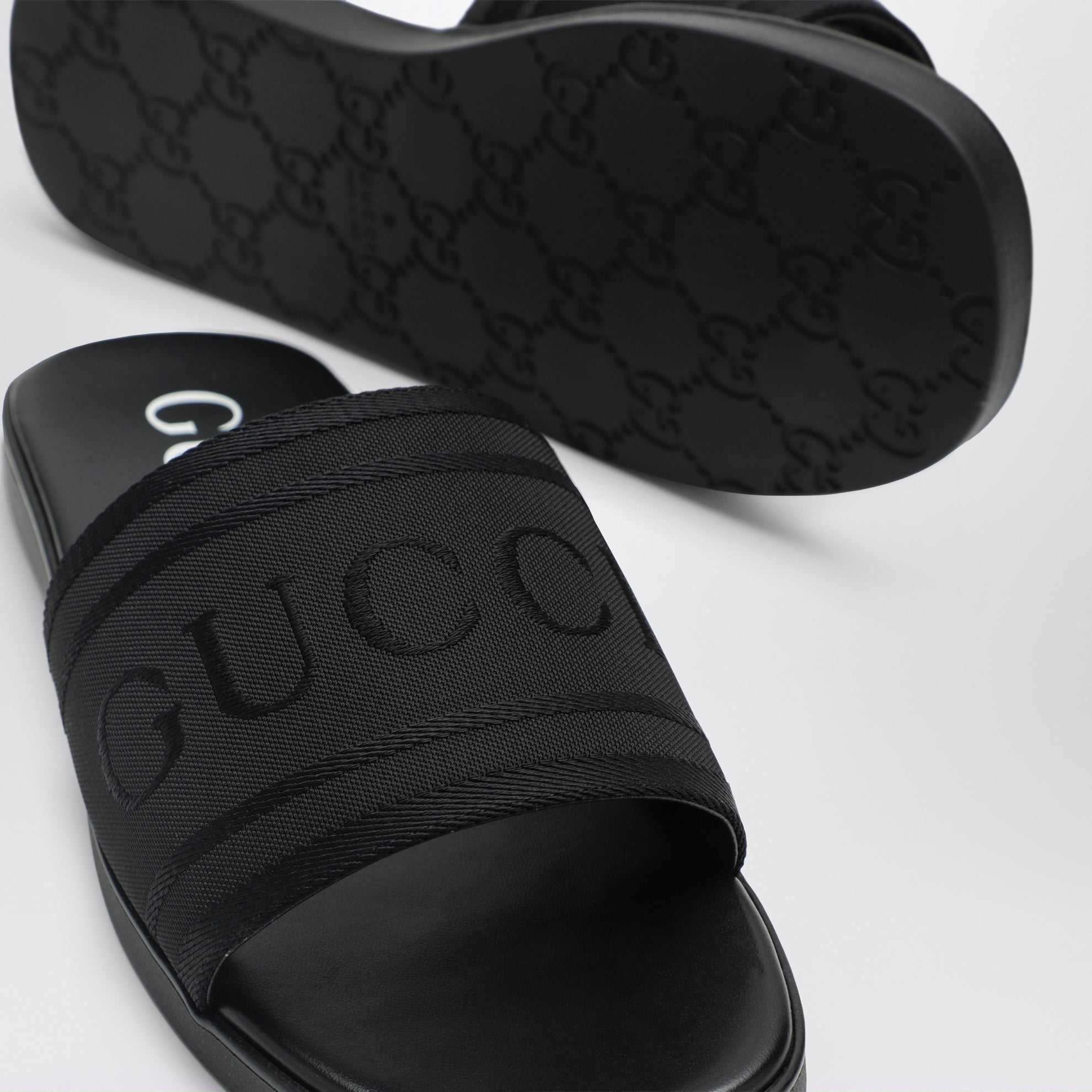 Black jacquard fabric slides