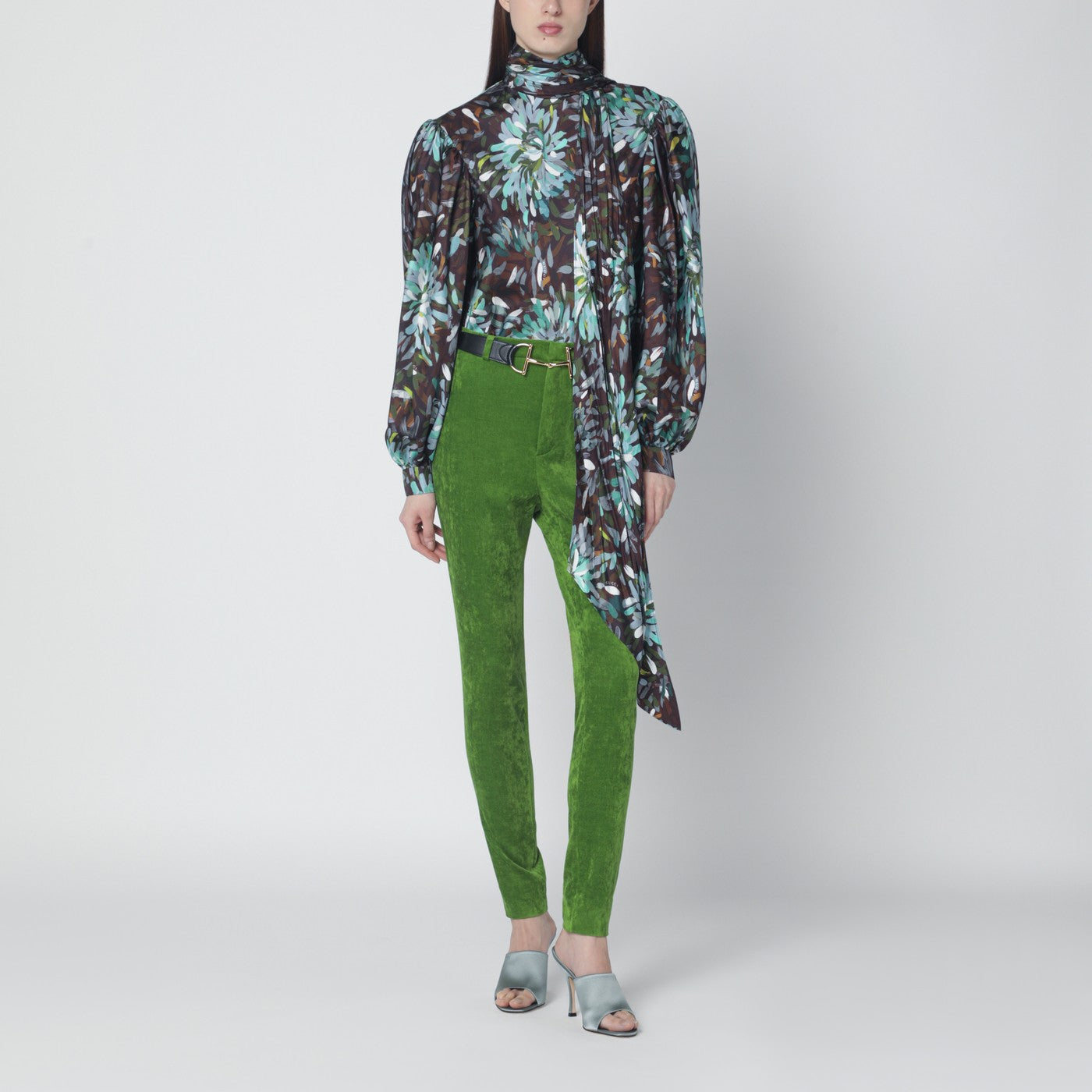 Blusa in twill di seta stampata