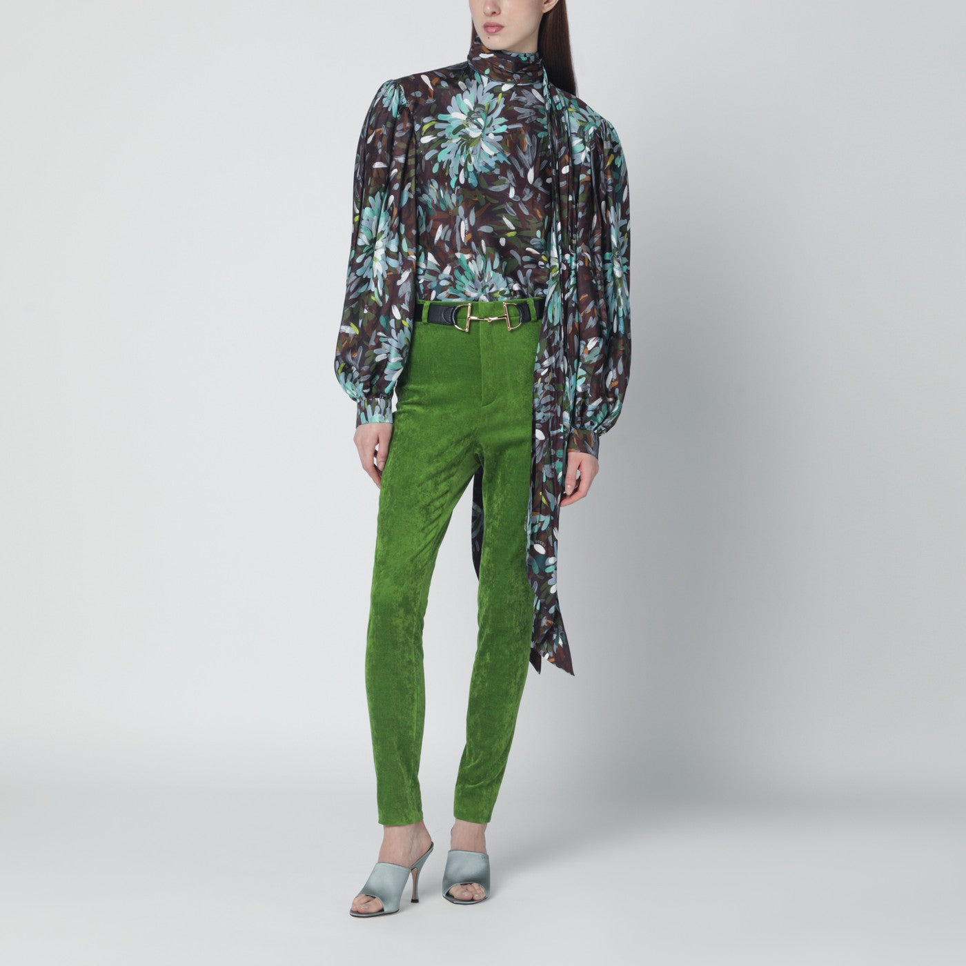 Blusa in twill di seta stampata