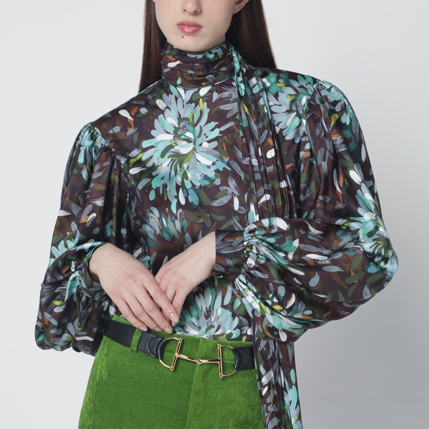 Blusa in twill di seta stampata