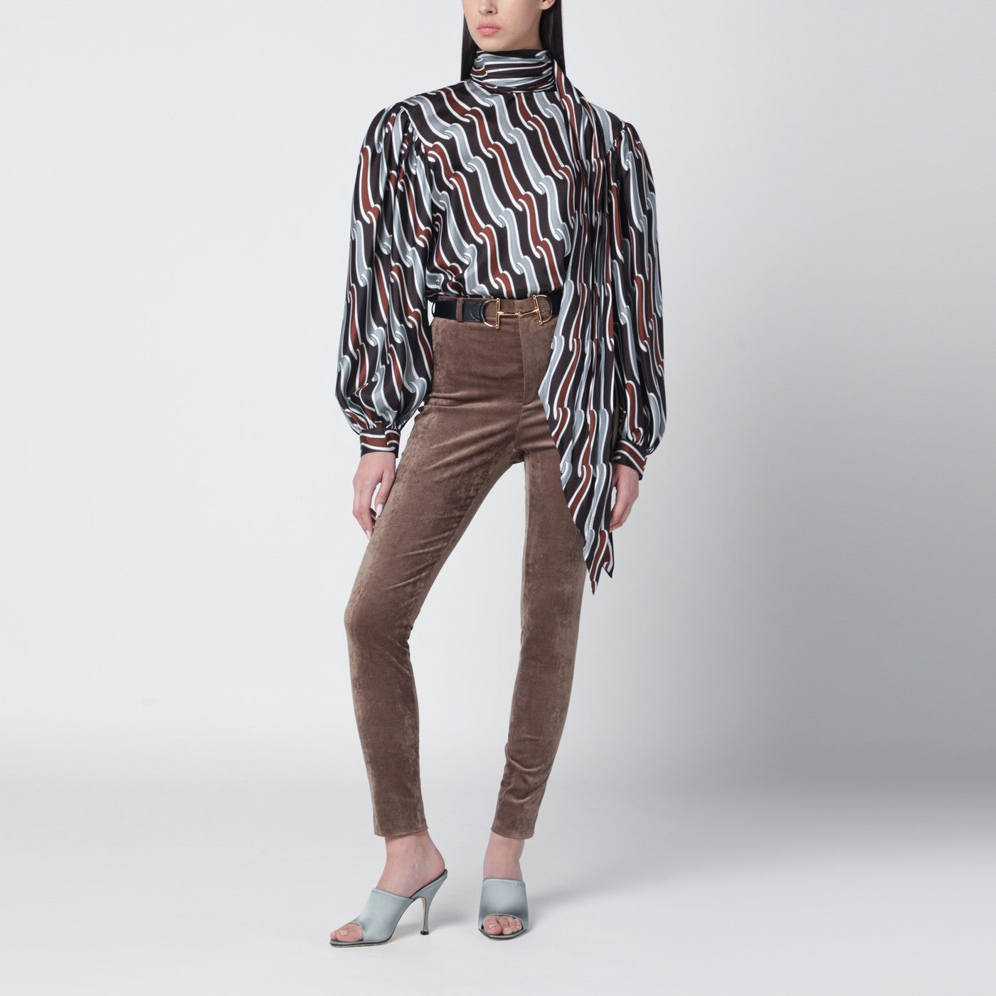 Legging marron en velours stretch