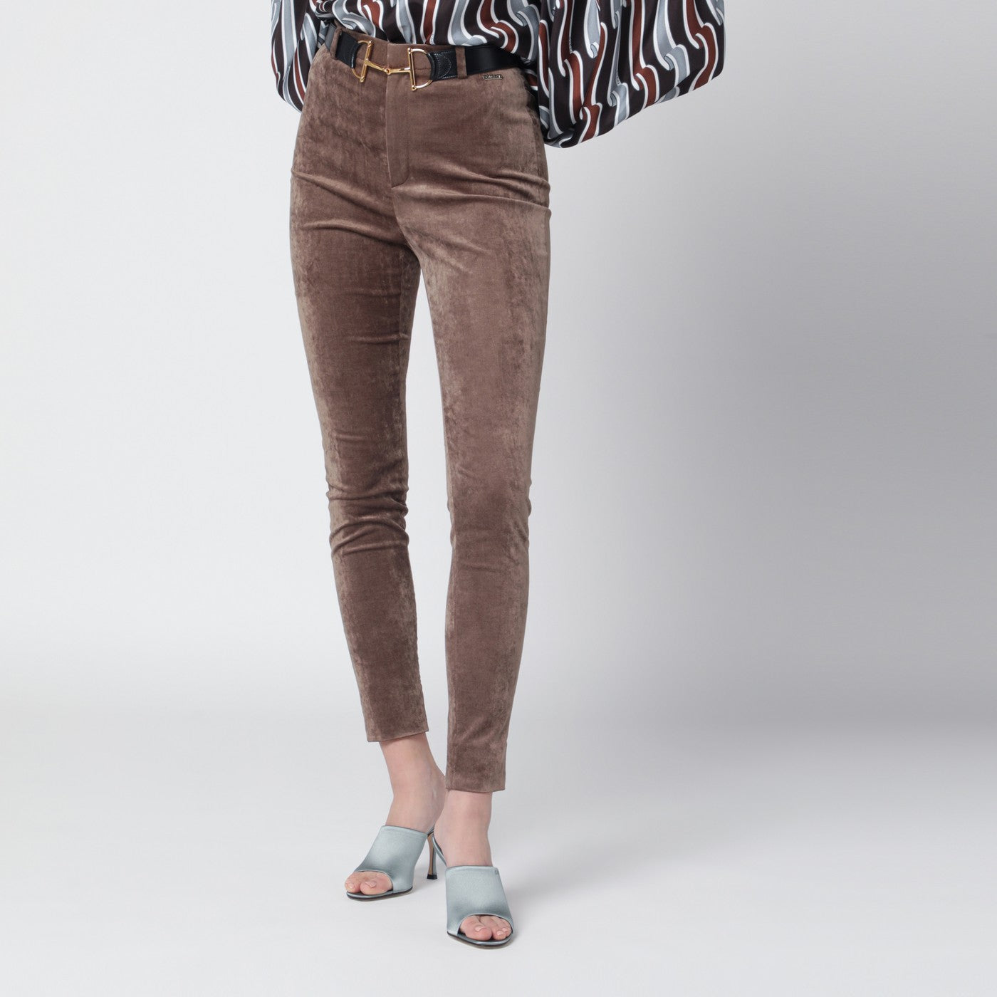 Legging marron en velours stretch