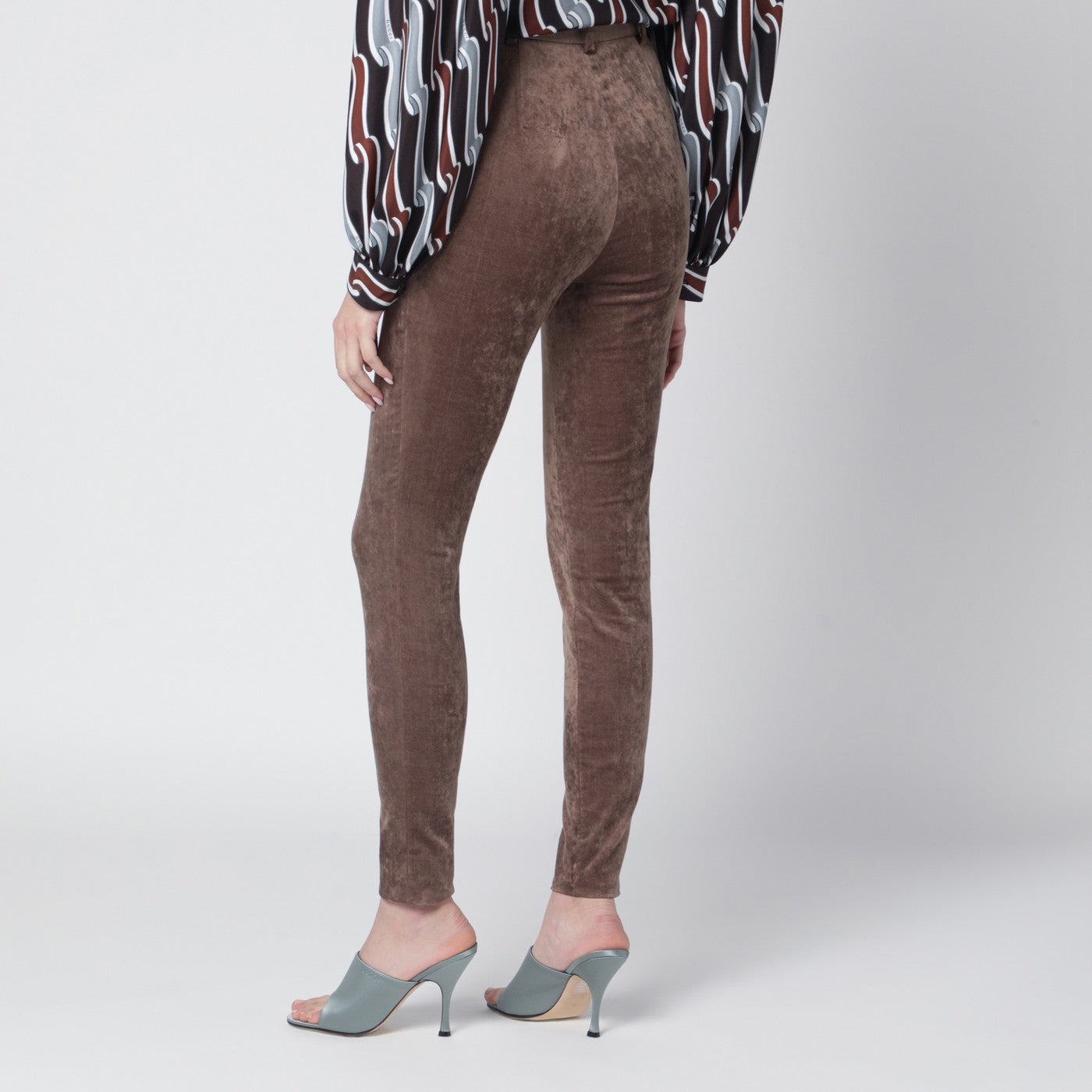 Legging marron en velours stretch