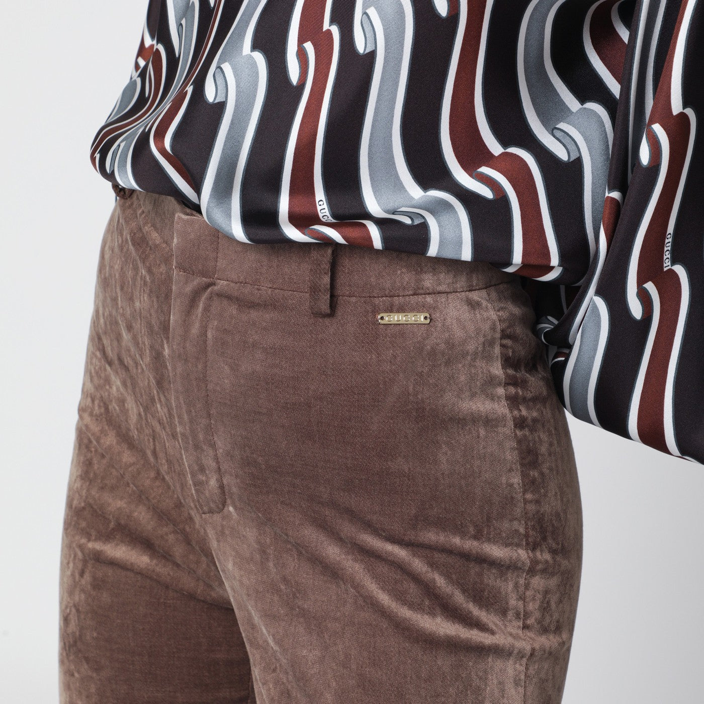 Legging marron en velours stretch