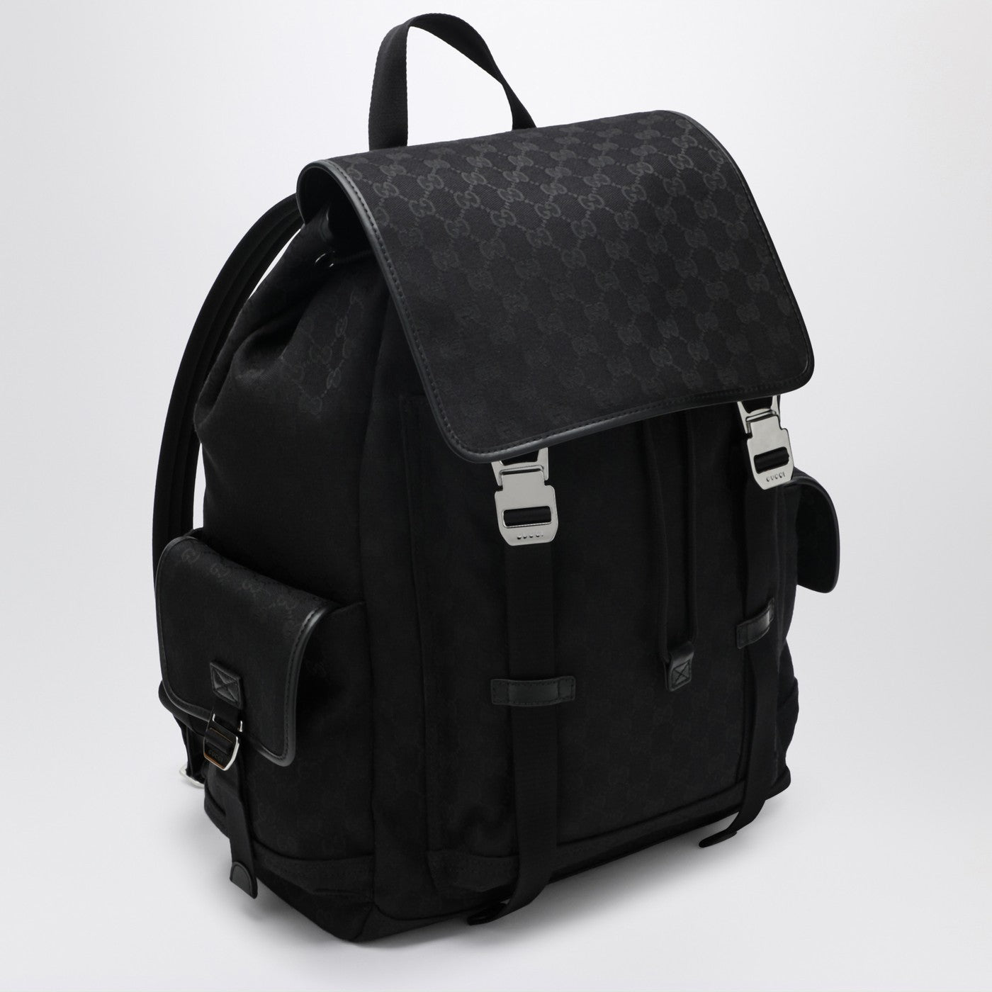 GUCCI Large black GG fabric backpack