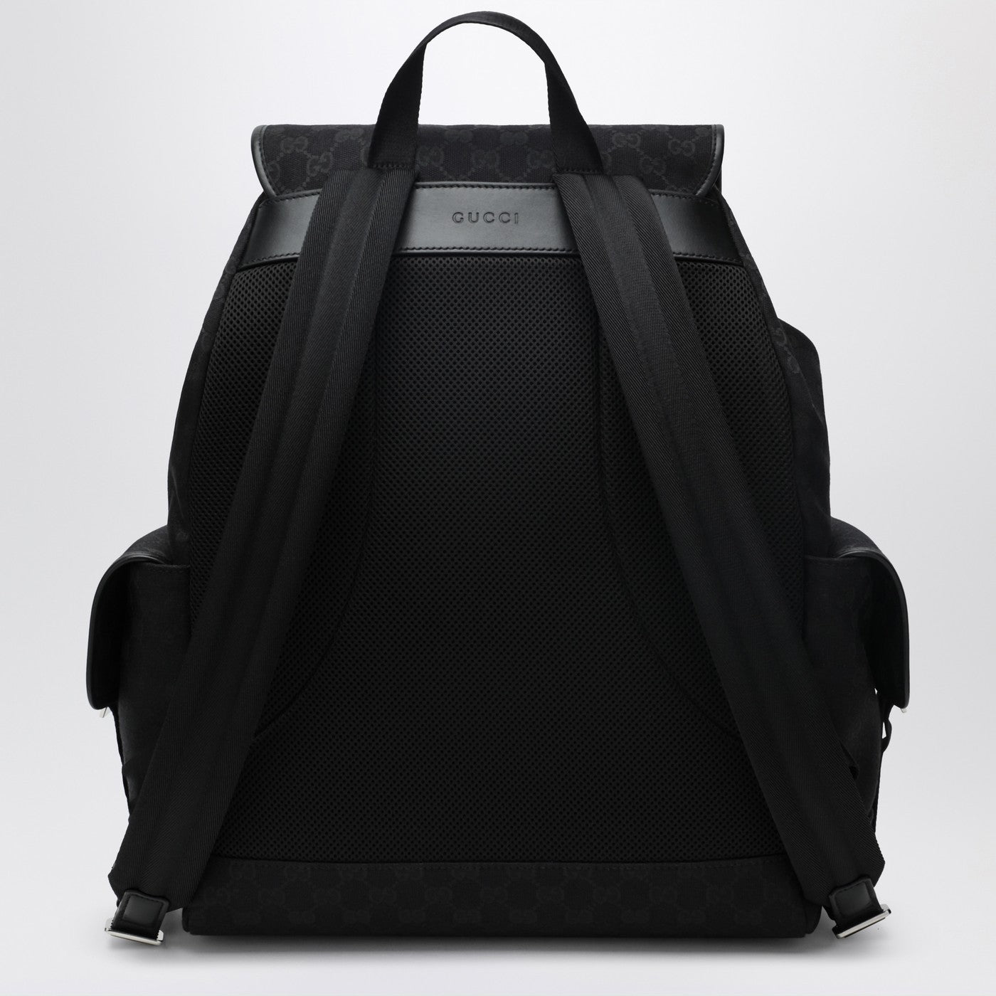 GUCCI Large black GG fabric backpack