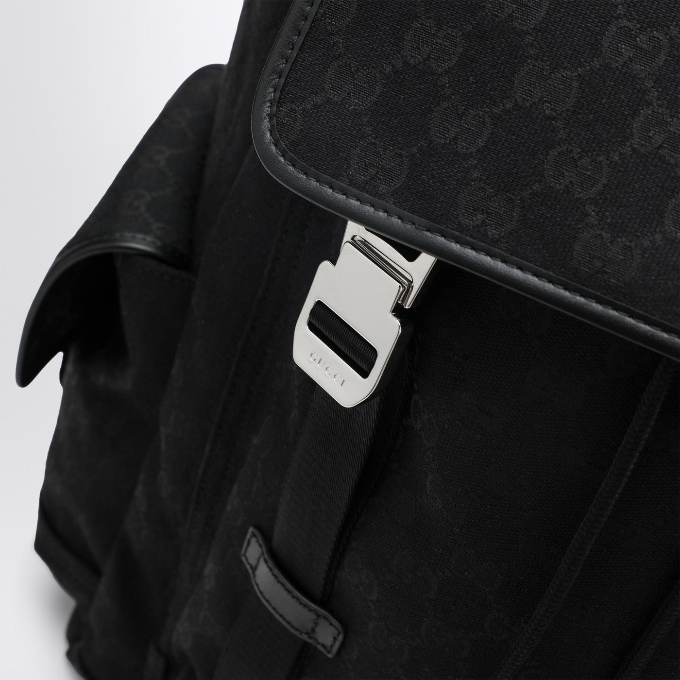 GUCCI Large black GG fabric backpack