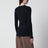 Gerippter Pullover mit Prisma-Broschen aus blauem Kaschmir und Seide