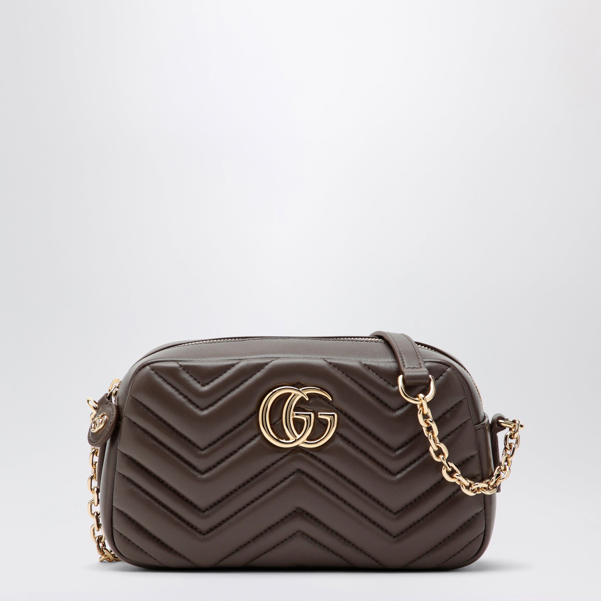 Small GG Marmont camera bag in taupe nappa leather