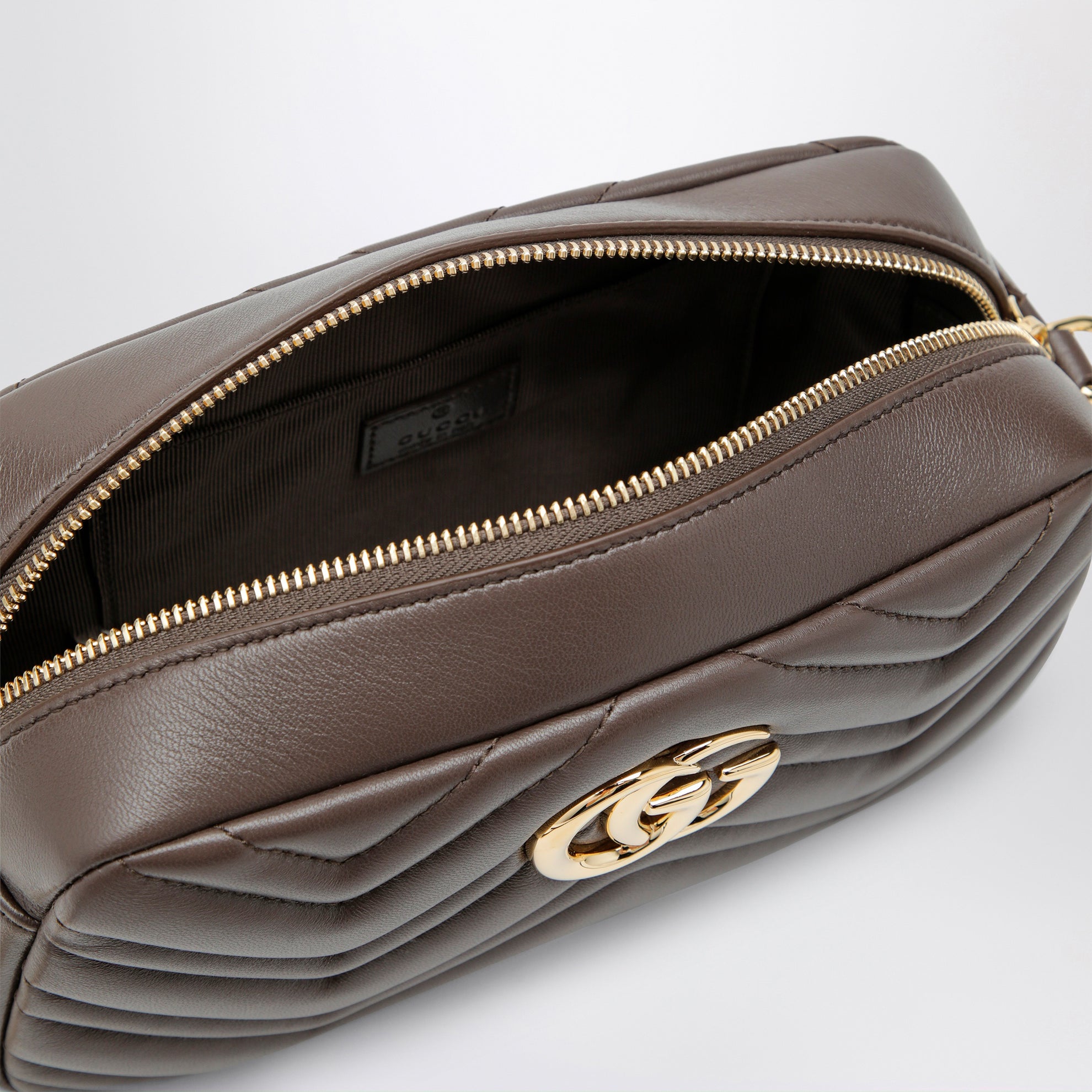 Small GG Marmont camera bag in taupe nappa leather