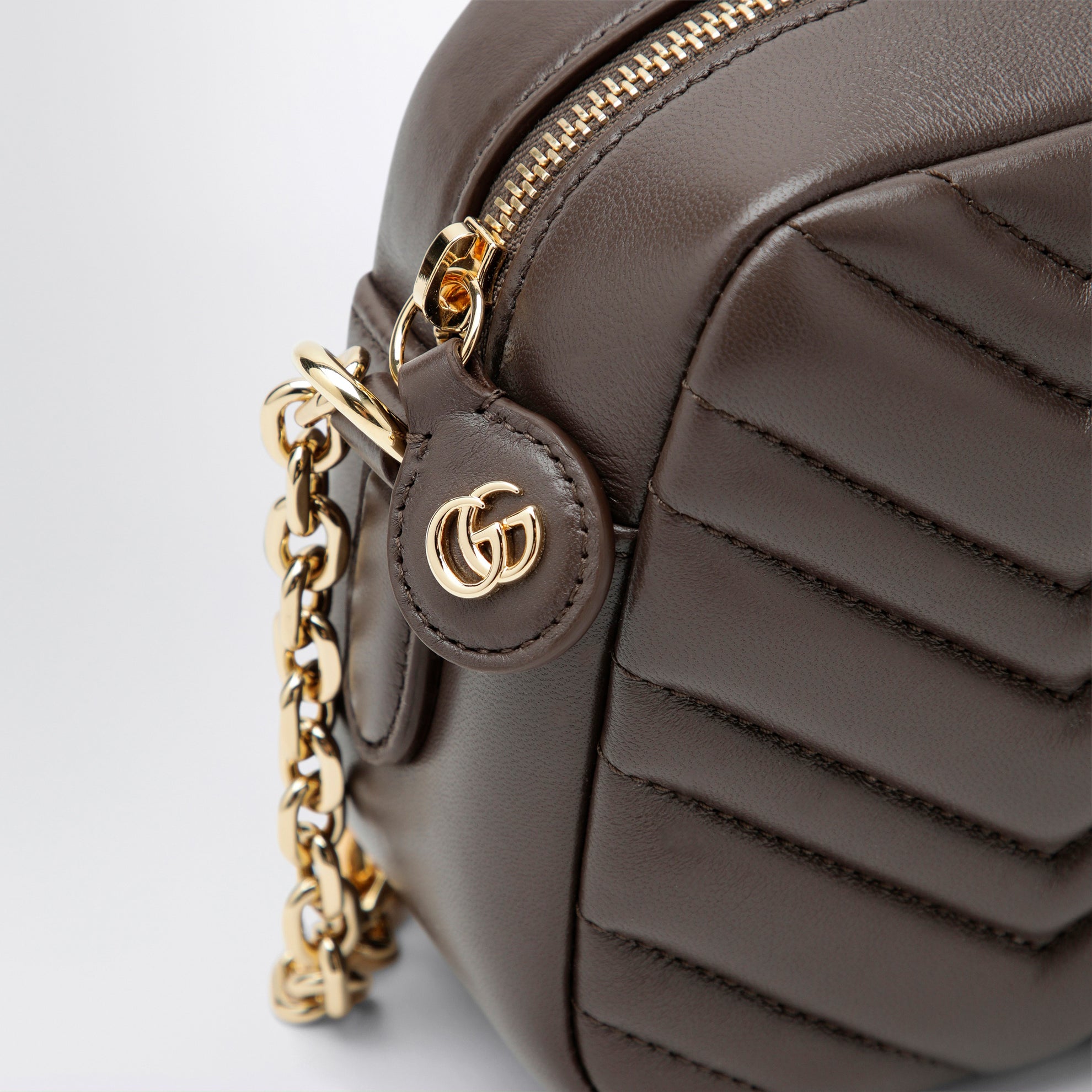 Small GG Marmont camera bag in taupe nappa leather