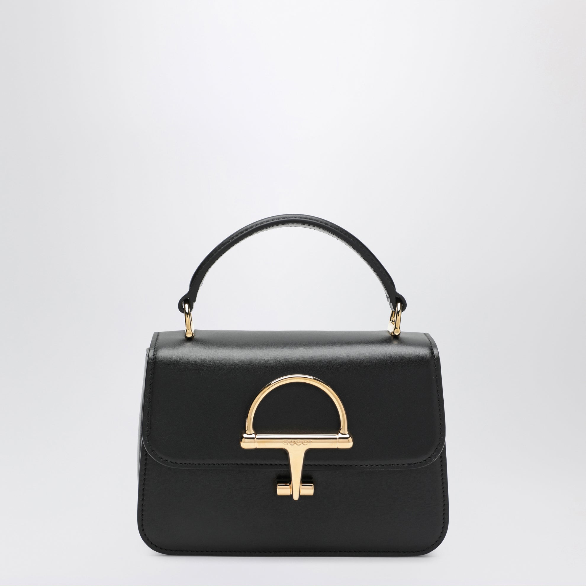 Small Siena top handle bag in black leather