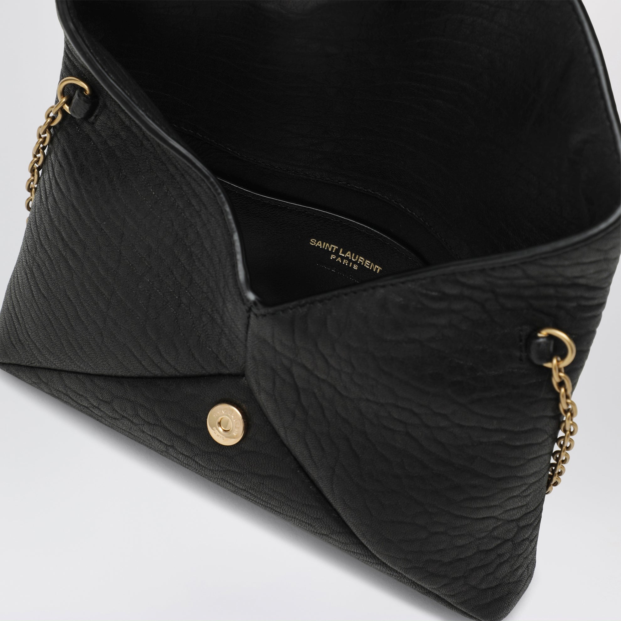 Black Cassandre Chain Pouch in Lambskin Leather
