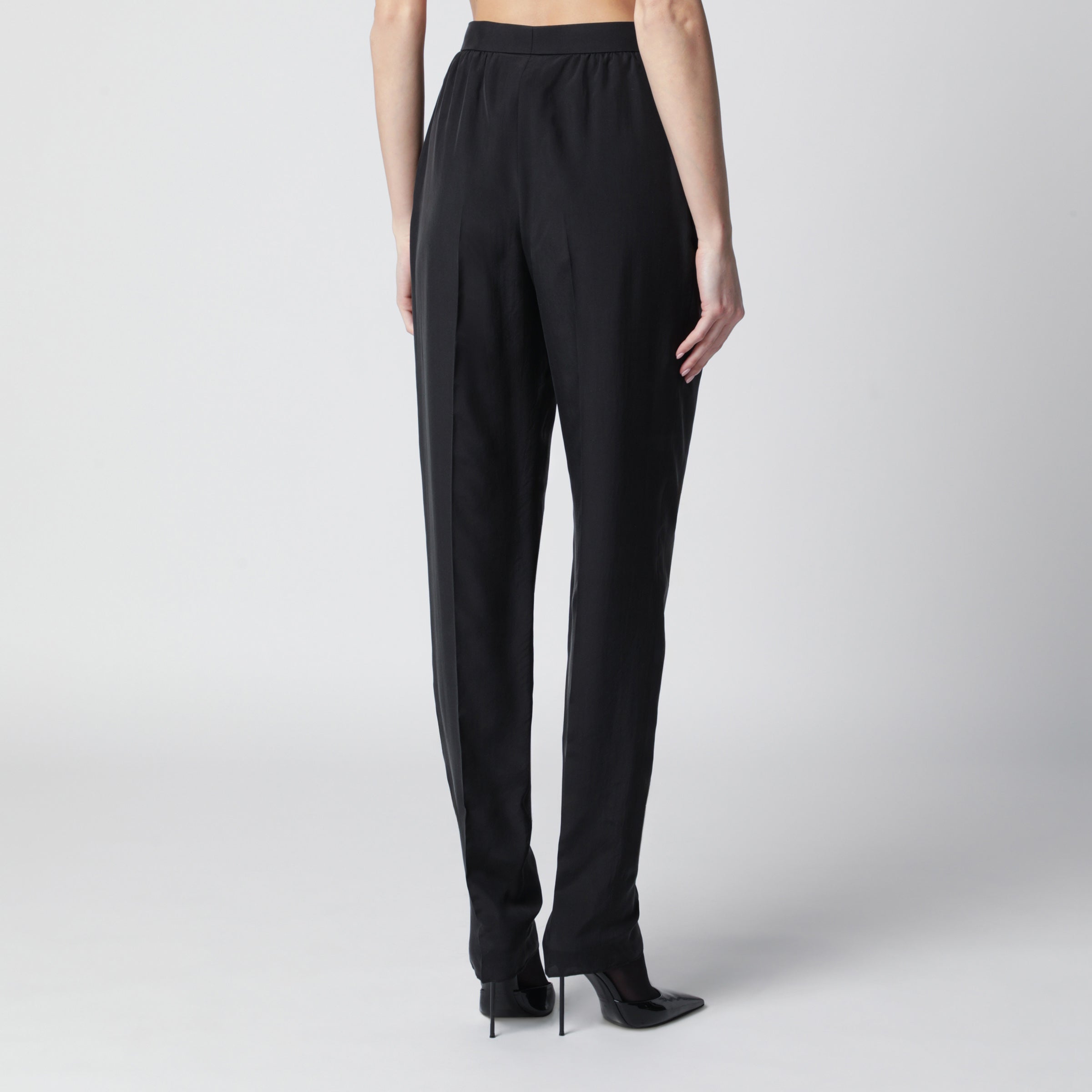 Saint Laurent Tailored trousers in black habutai silk | TheDoubleF
