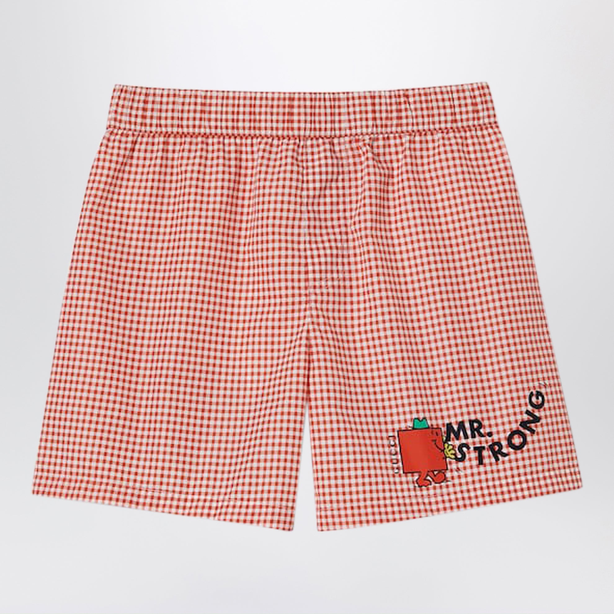Red/white check cotton shorts