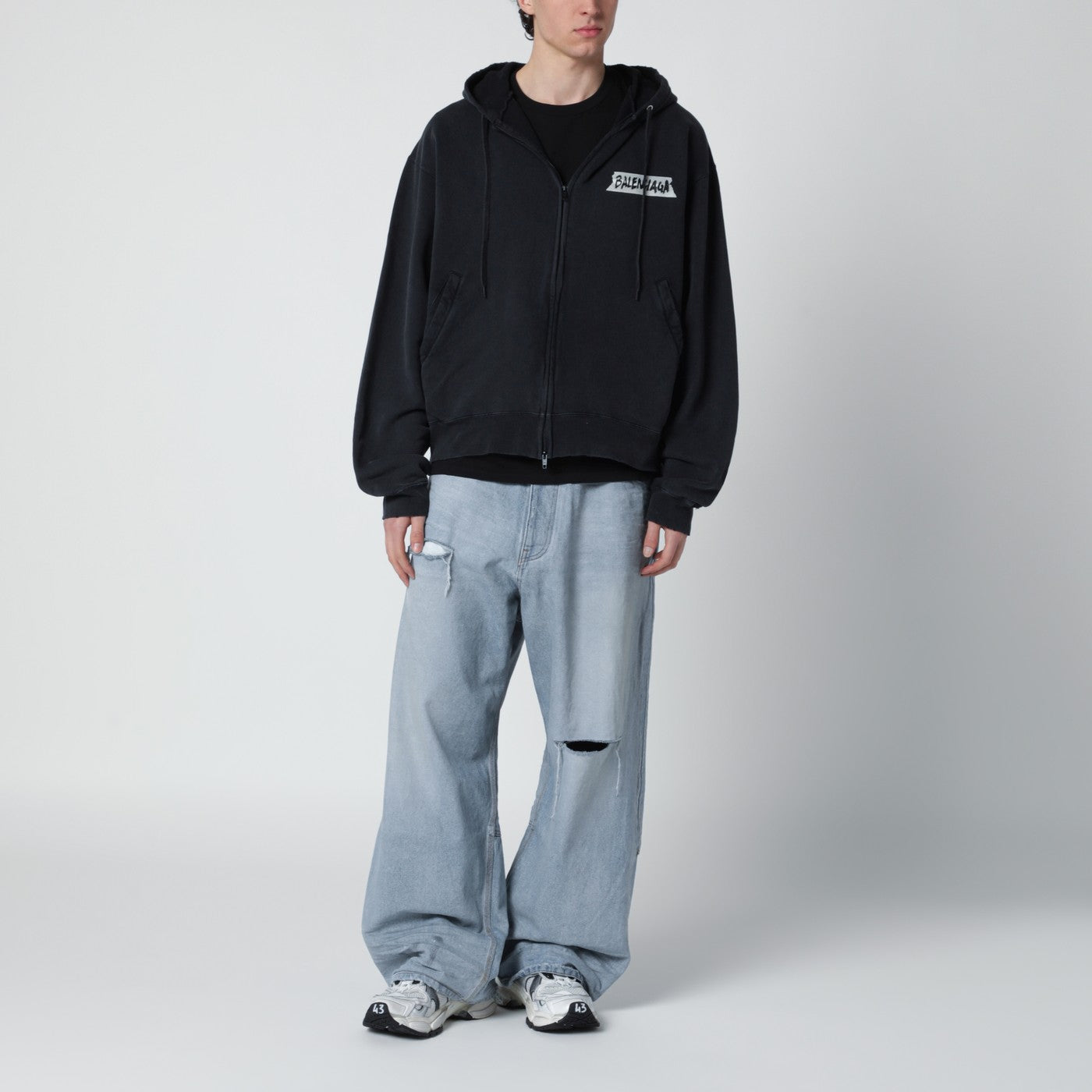 Light blue baggy jeans with rips