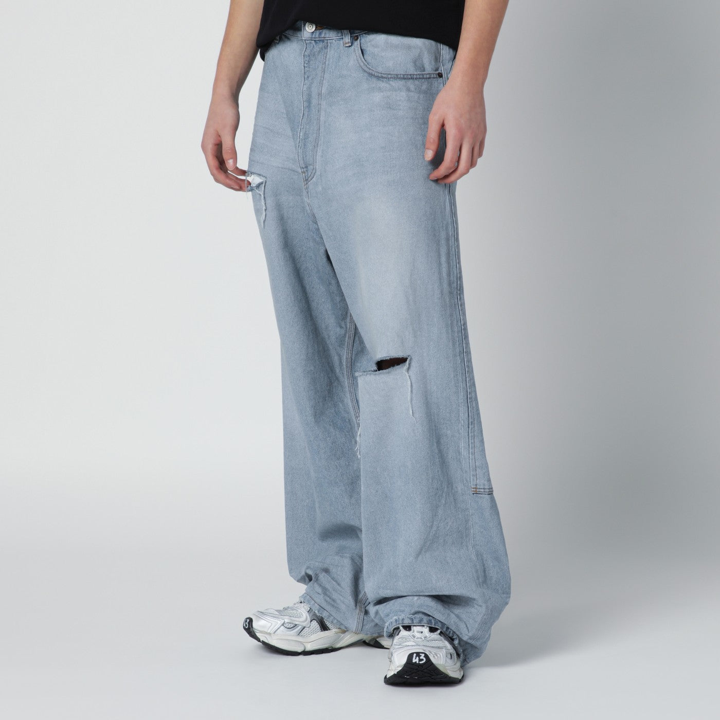 Balenciaga Light blue baggy jeans with rips | TheDoubleF