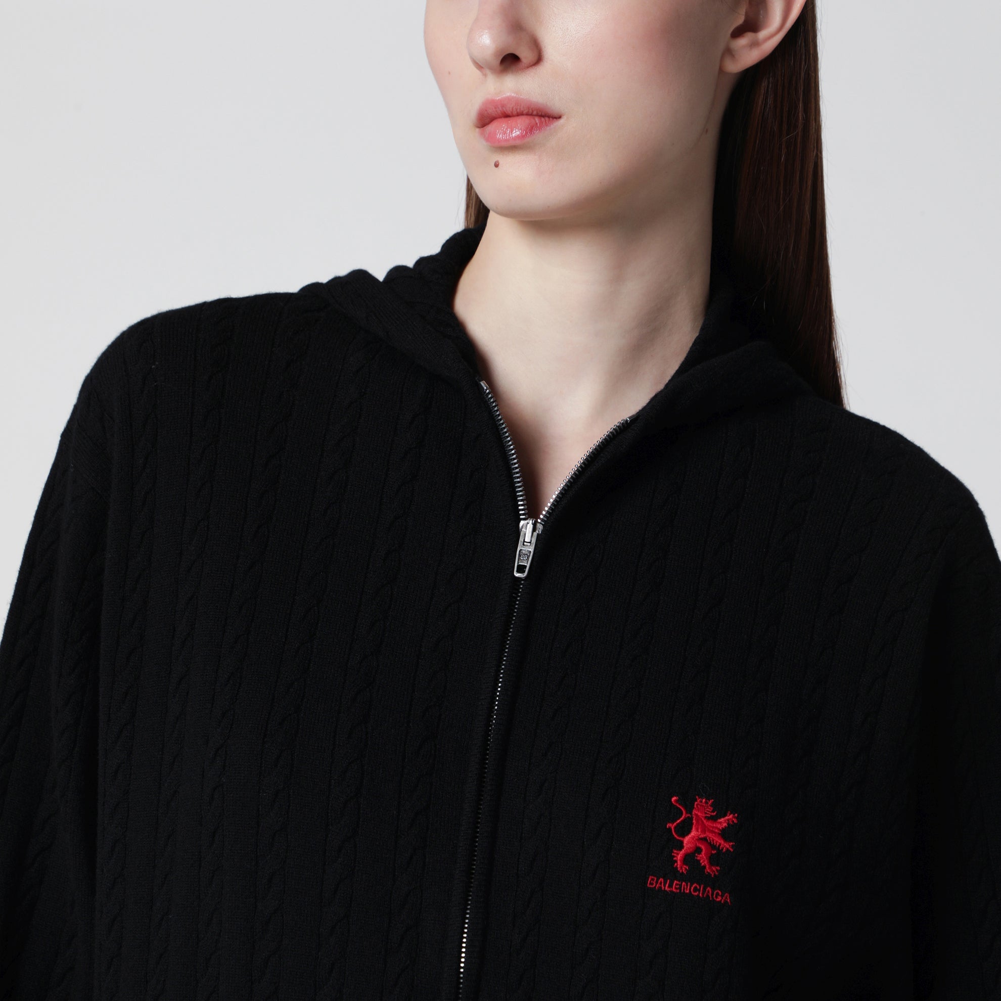Schwarzes Mini-Cardigan-Kleid aus Wolle