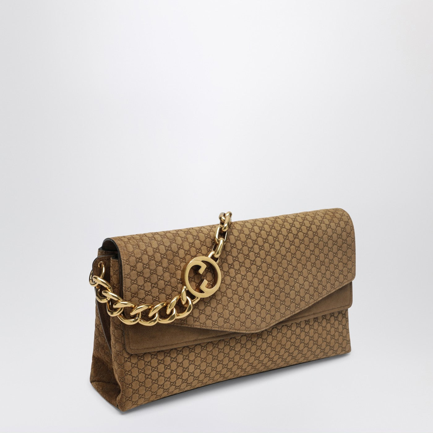GUCCI Large beige GG suede shoulder bag | TheDoubleF