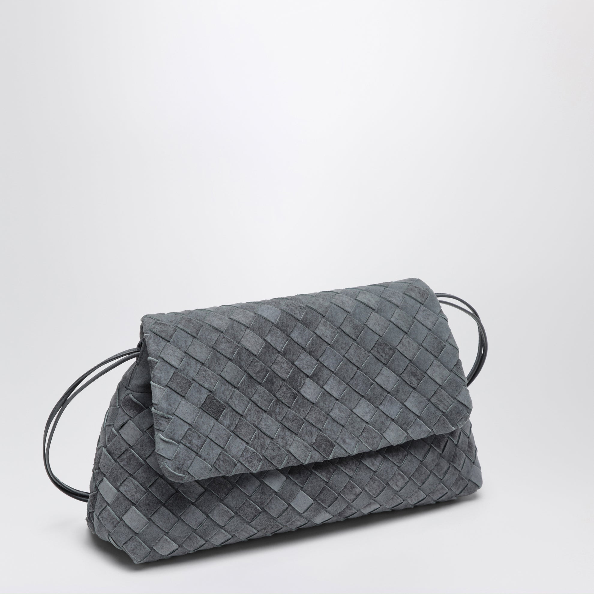 Giorno woven suede clutch in cloudy indigo