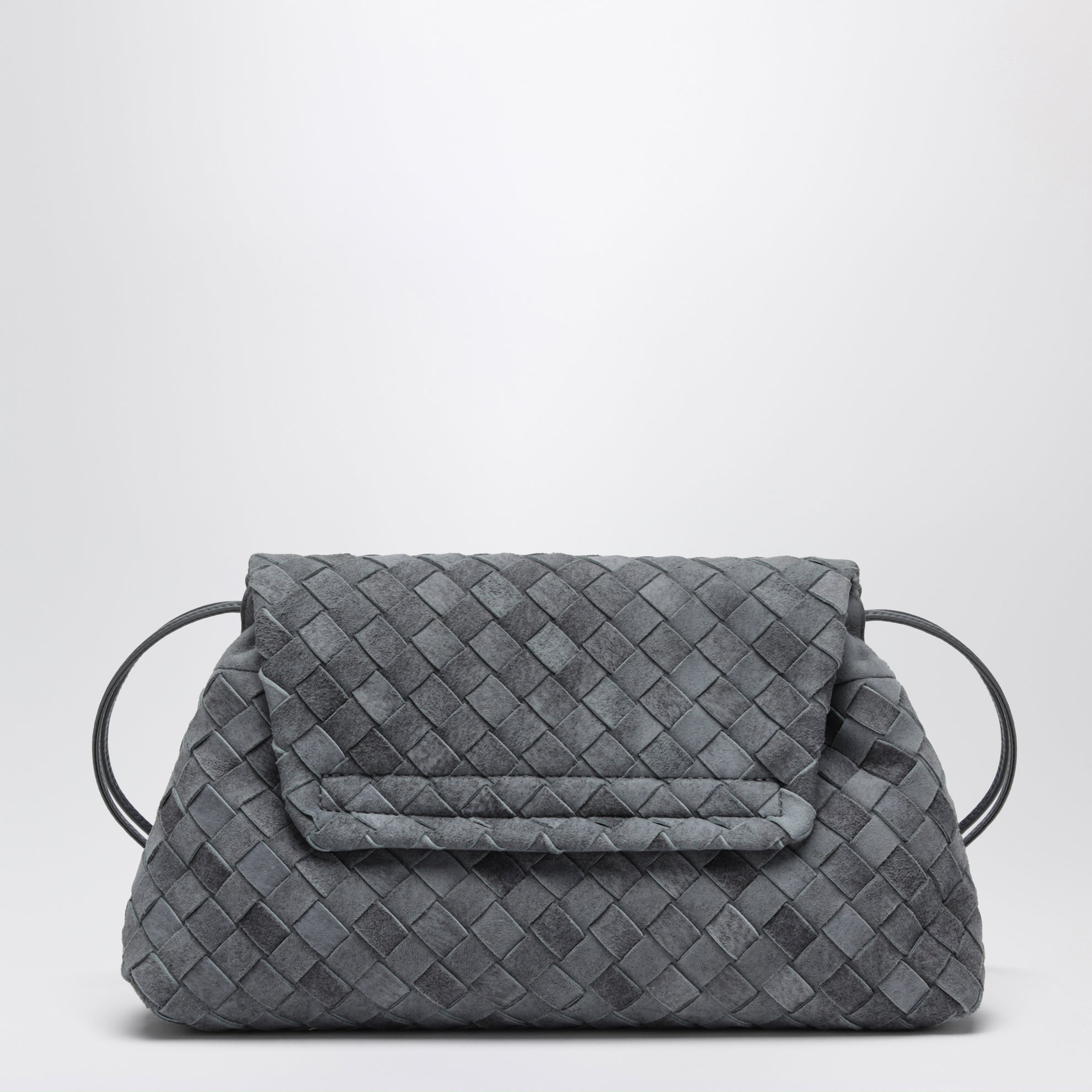 Giorno woven suede clutch in cloudy indigo