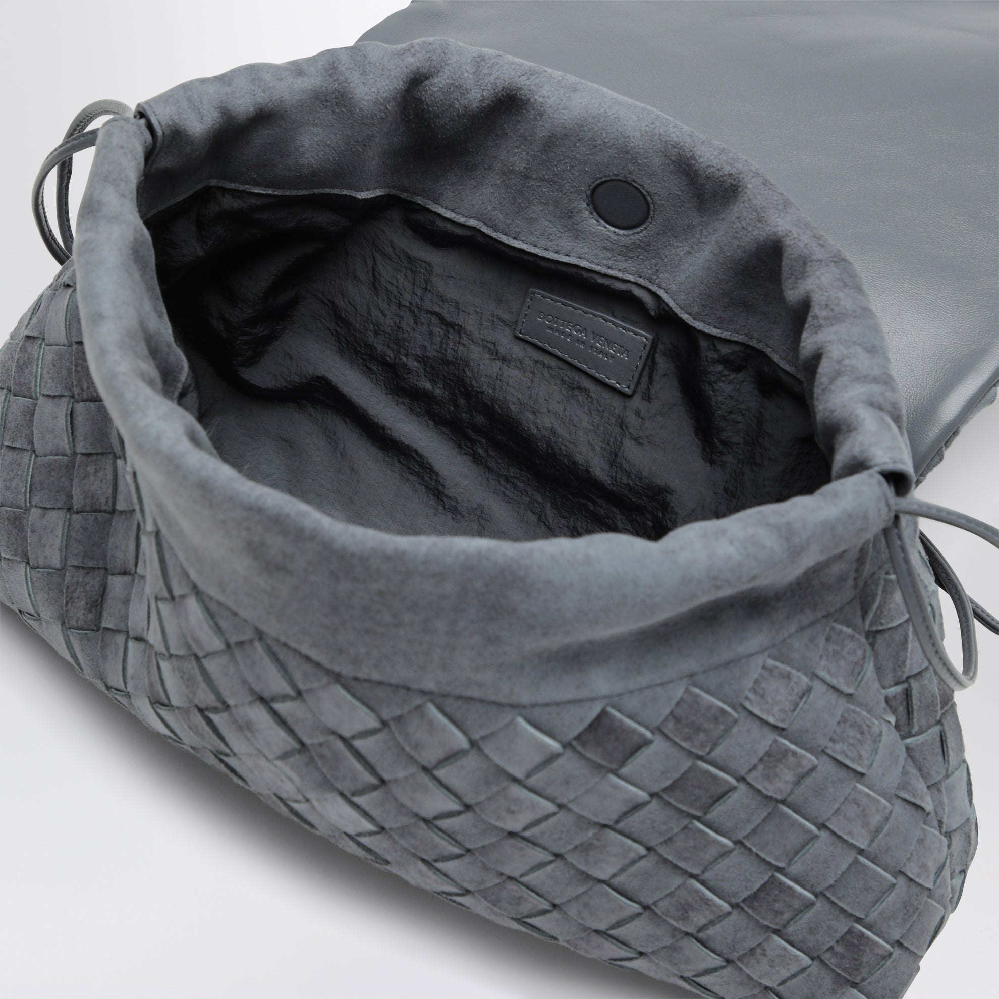 Giorno woven suede clutch in cloudy indigo