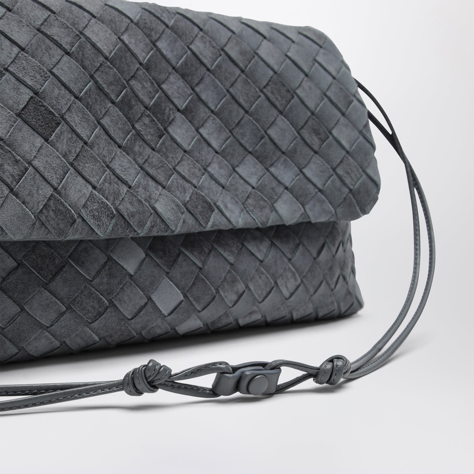 Giorno woven suede clutch in cloudy indigo