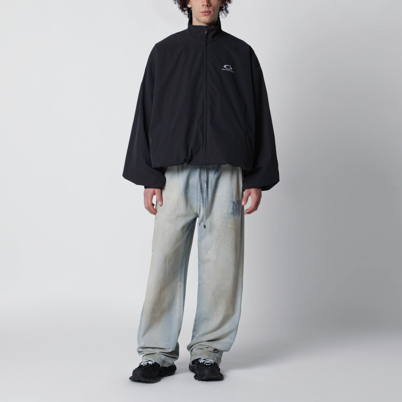 Balenciaga Black washed Loop Sports Icon zip jacket | TheDoubleF