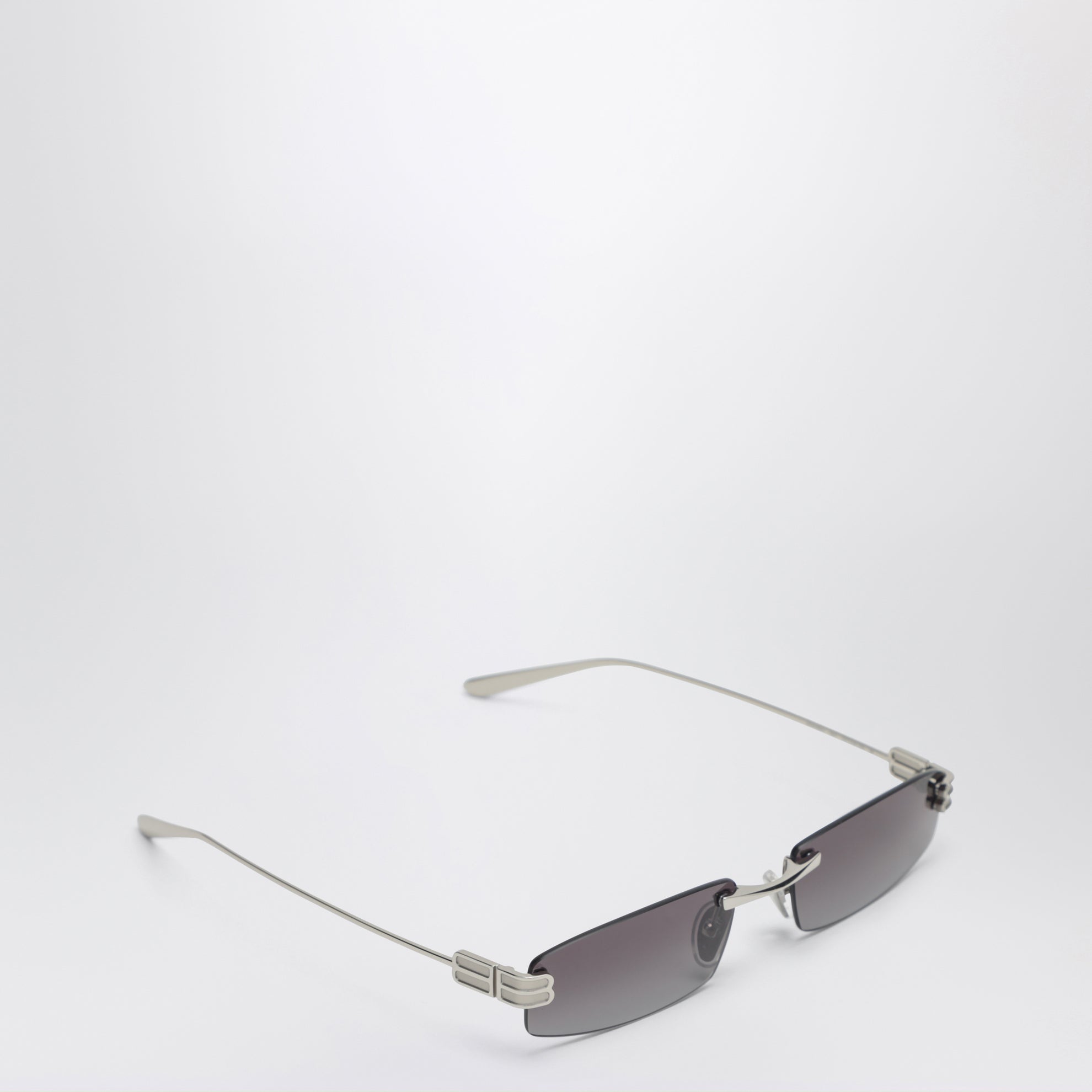 Gossip rechteckige Sonnenbrille Silver/Gradient Grey