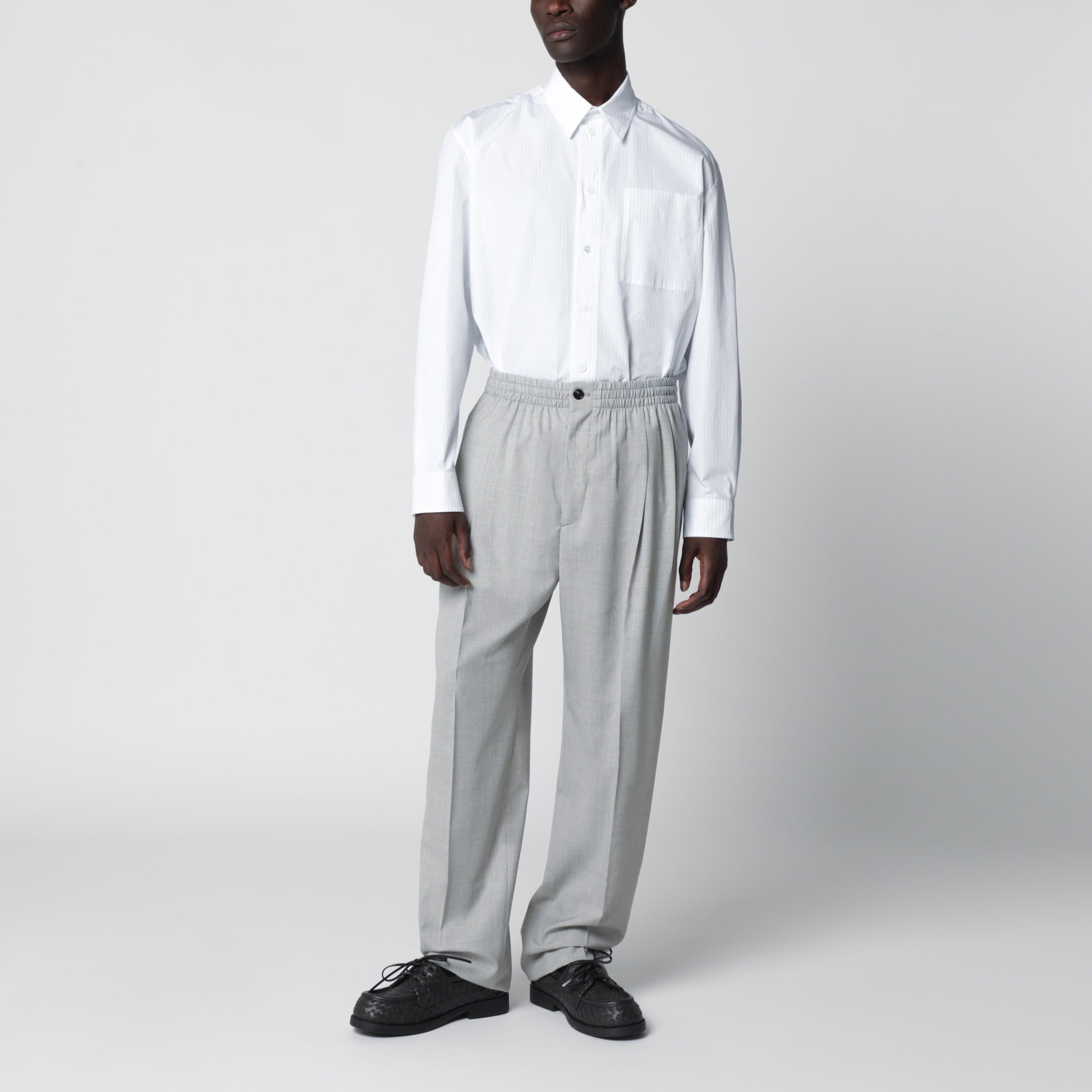 Pantaloni in lana grigio chiaro mélange