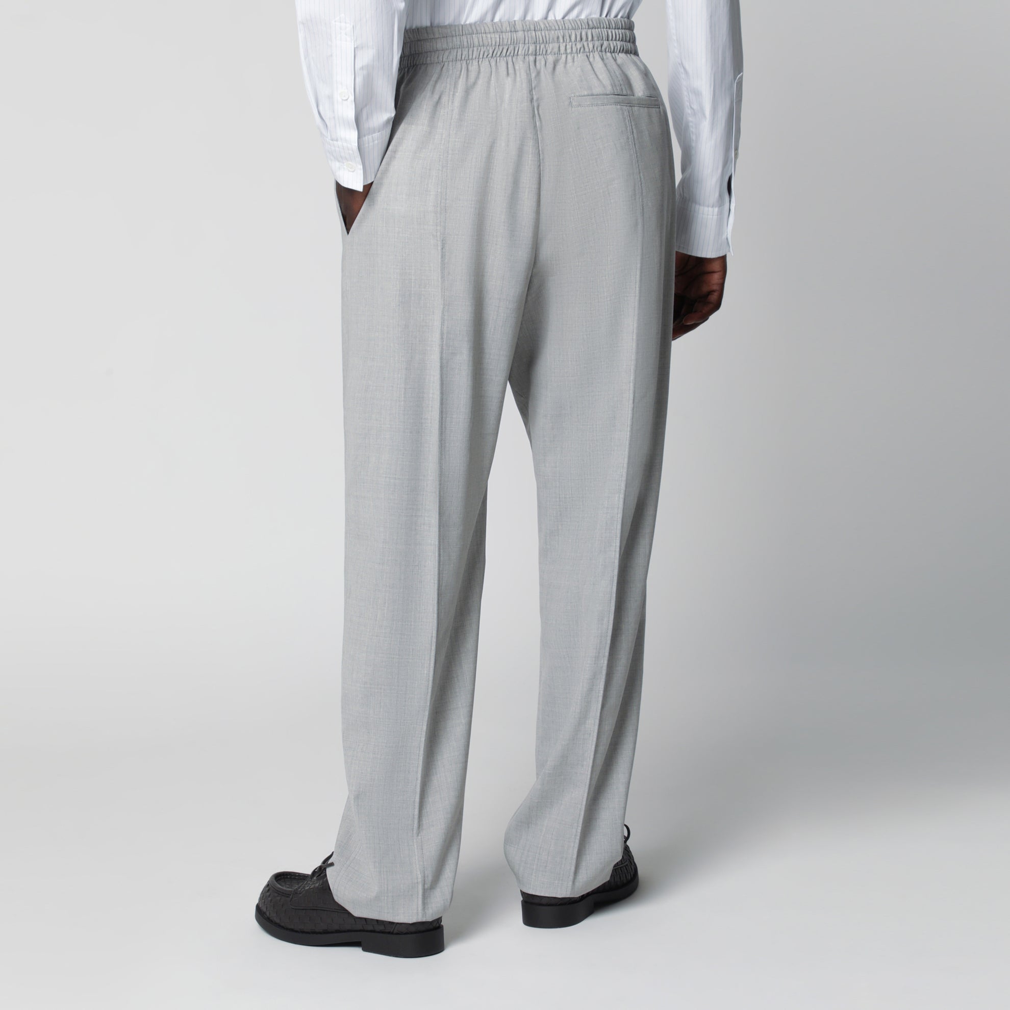 Pantaloni in lana grigio chiaro mélange