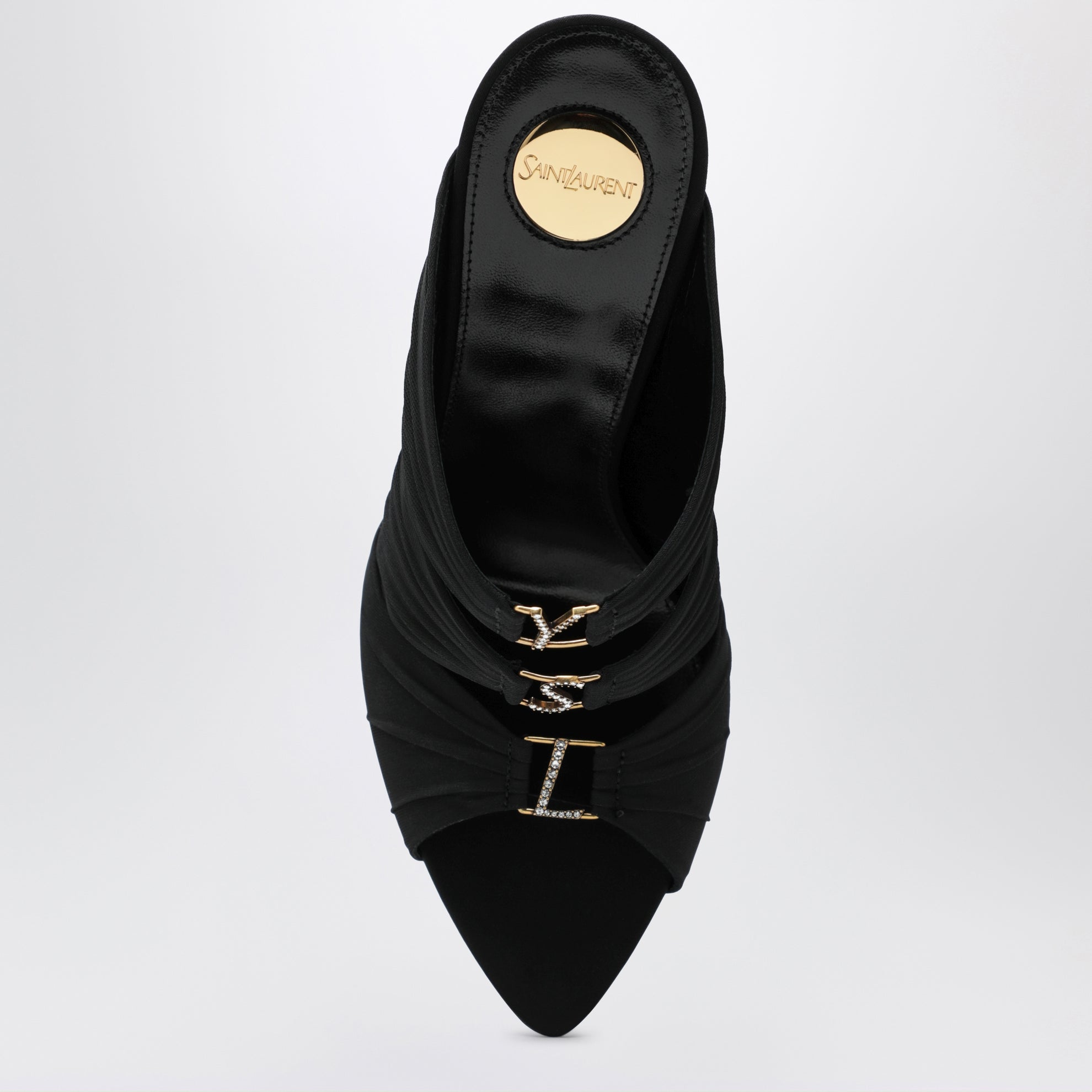 Black Emilie Mules In Crêpe Satin