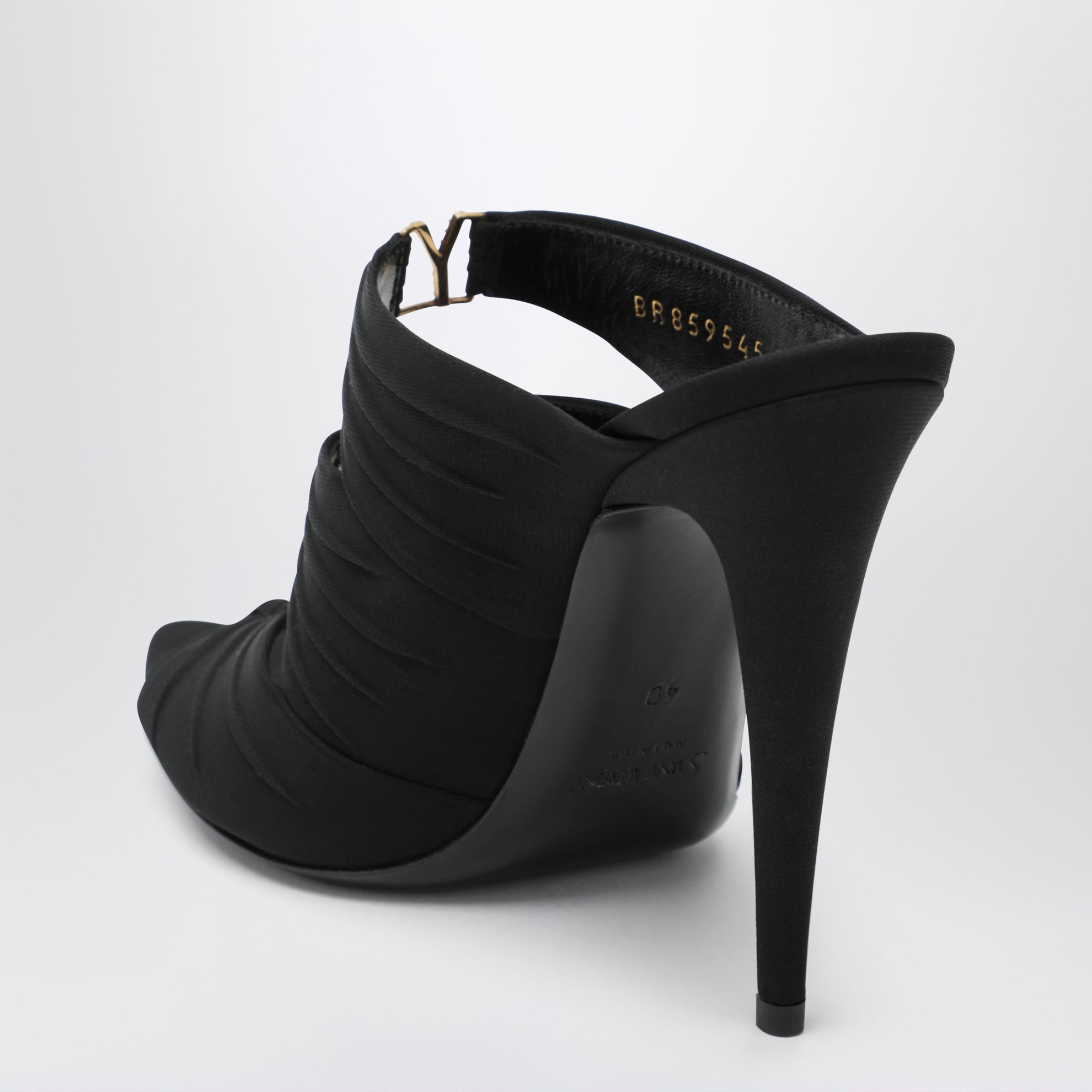 Black Emilie Mules In Crêpe Satin