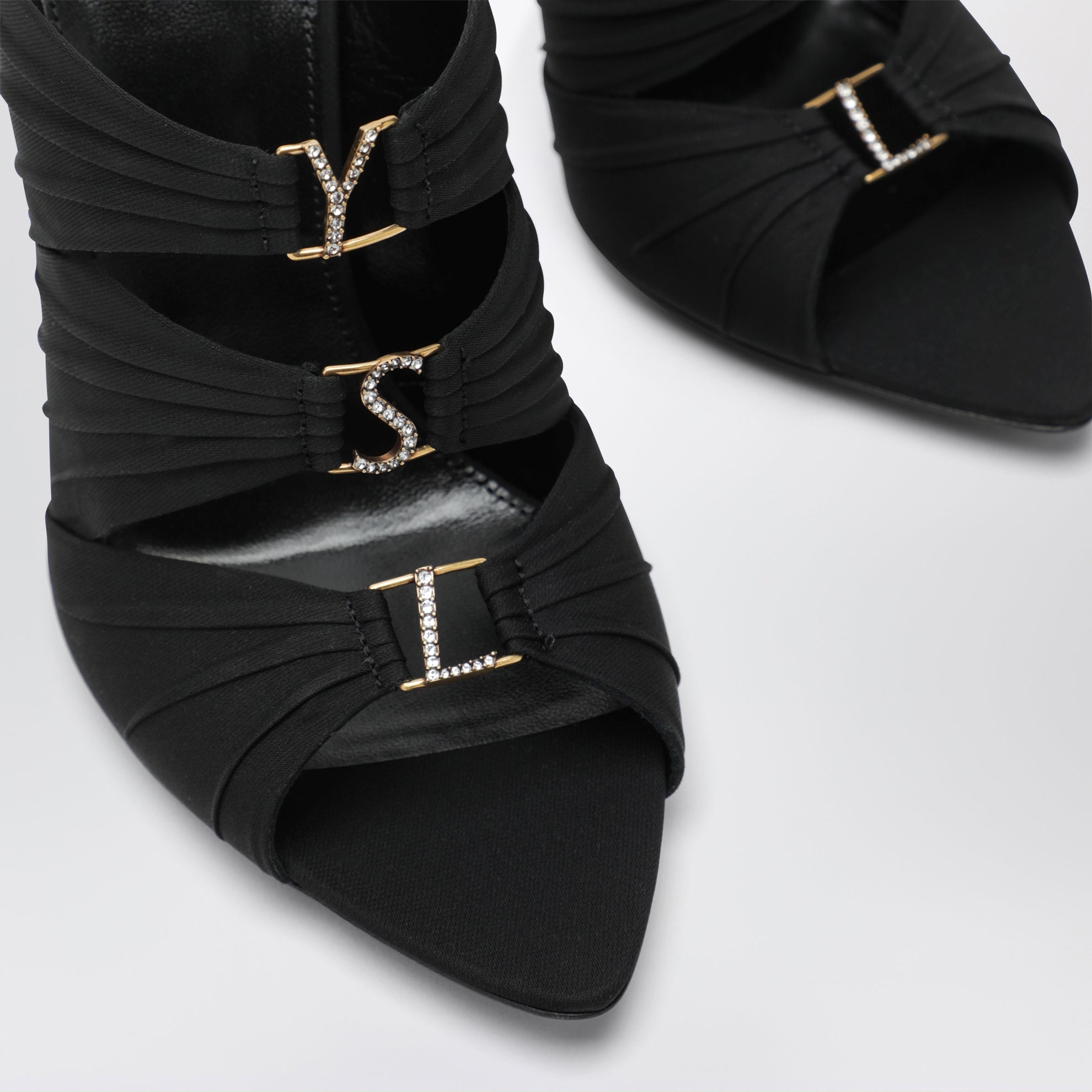 Black Emilie Mules In Crêpe Satin