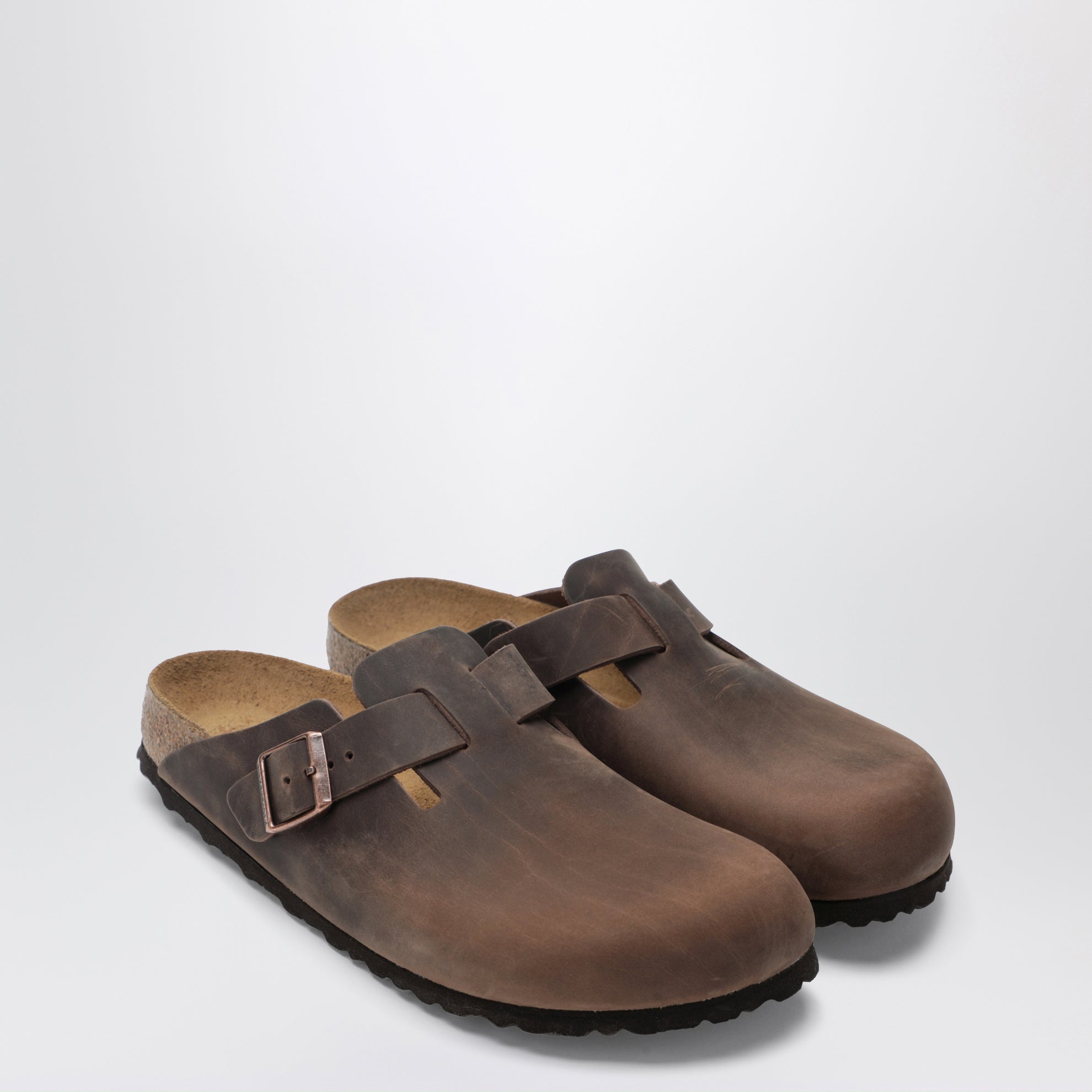 Sabot Boston marrone in pelle oliata Habana