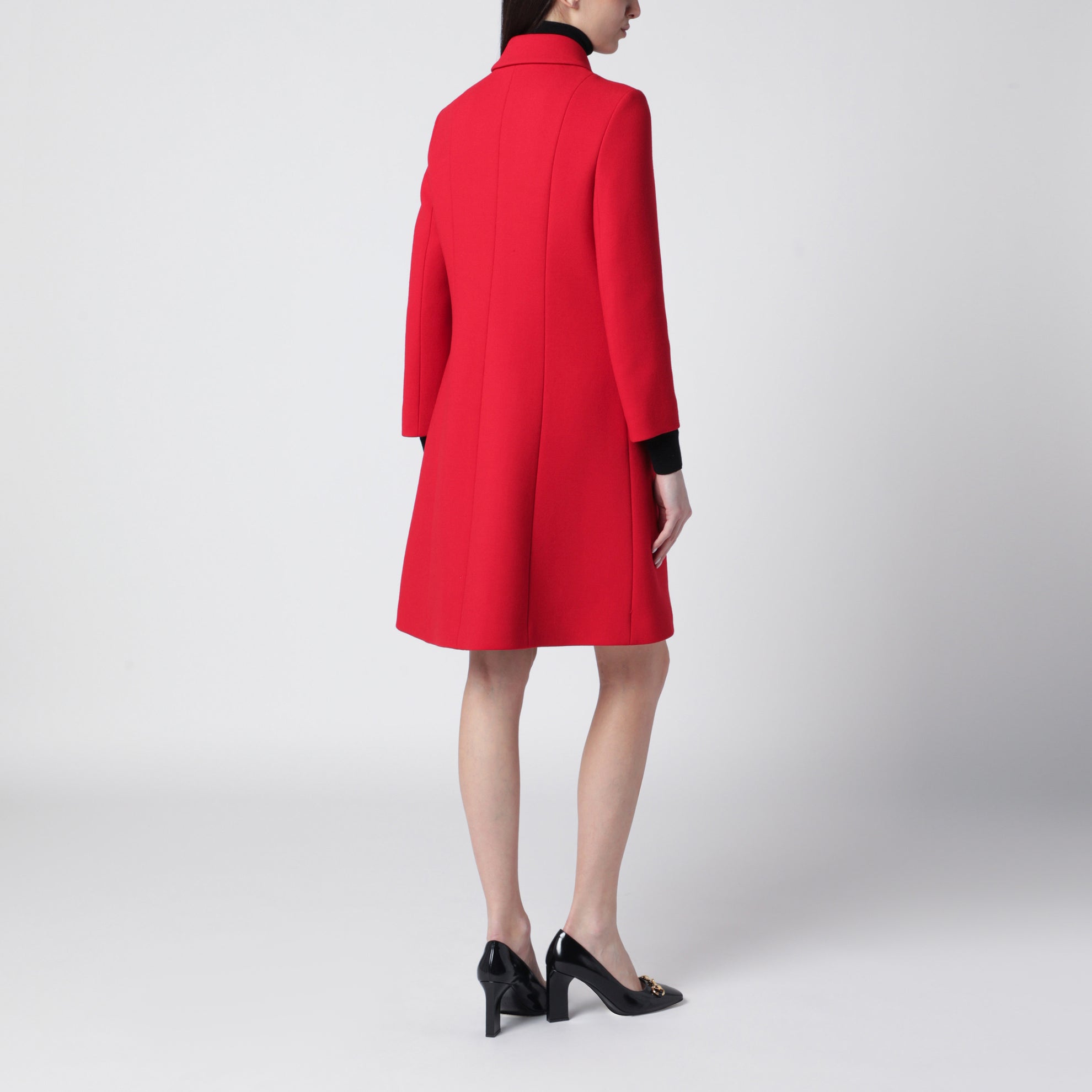 Manteau Rouge En Laine Avec Boutons GG