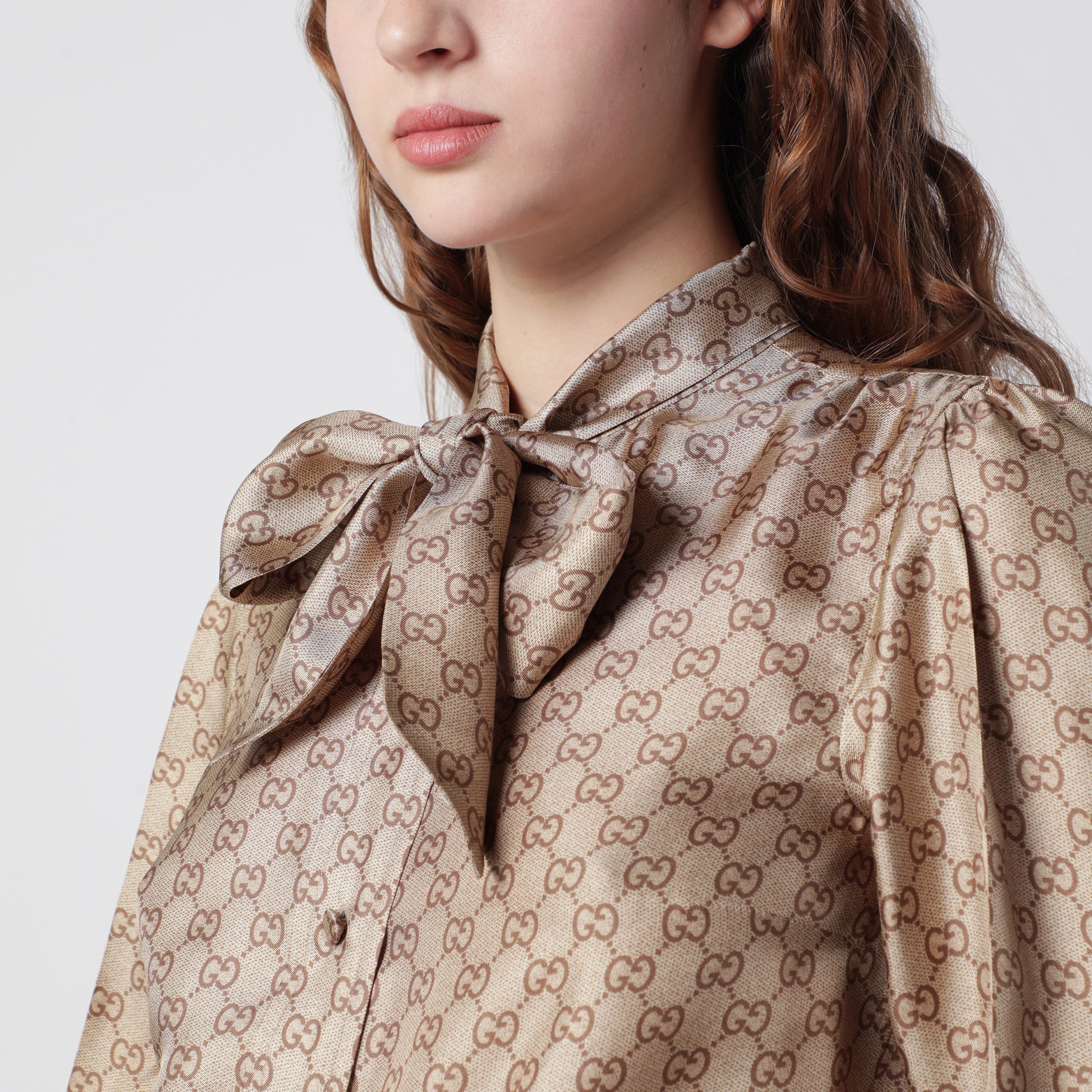 Silk Twill Shirt With GG Print