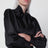 Camicia in twill di seta nera con stampa GG