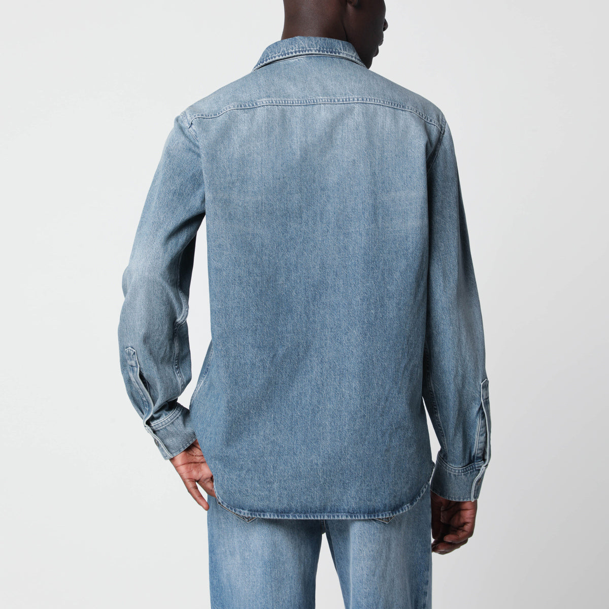 Light blue faded-effect denim shirt