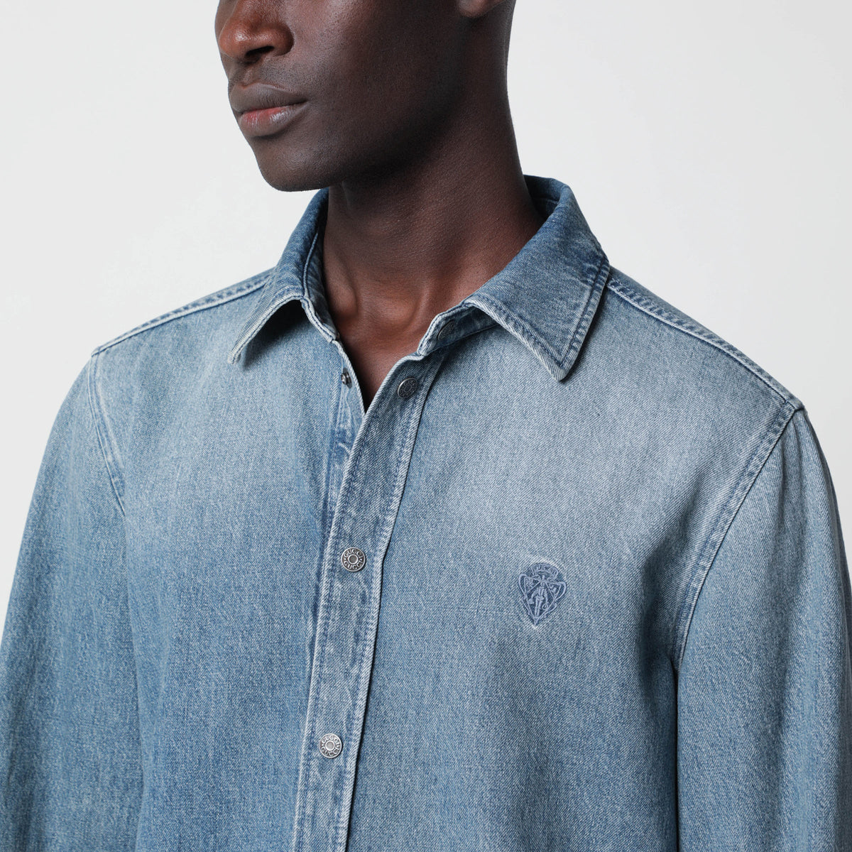 Light blue faded-effect denim shirt