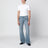 Jean flare bleu clair avec Horsebit en denim