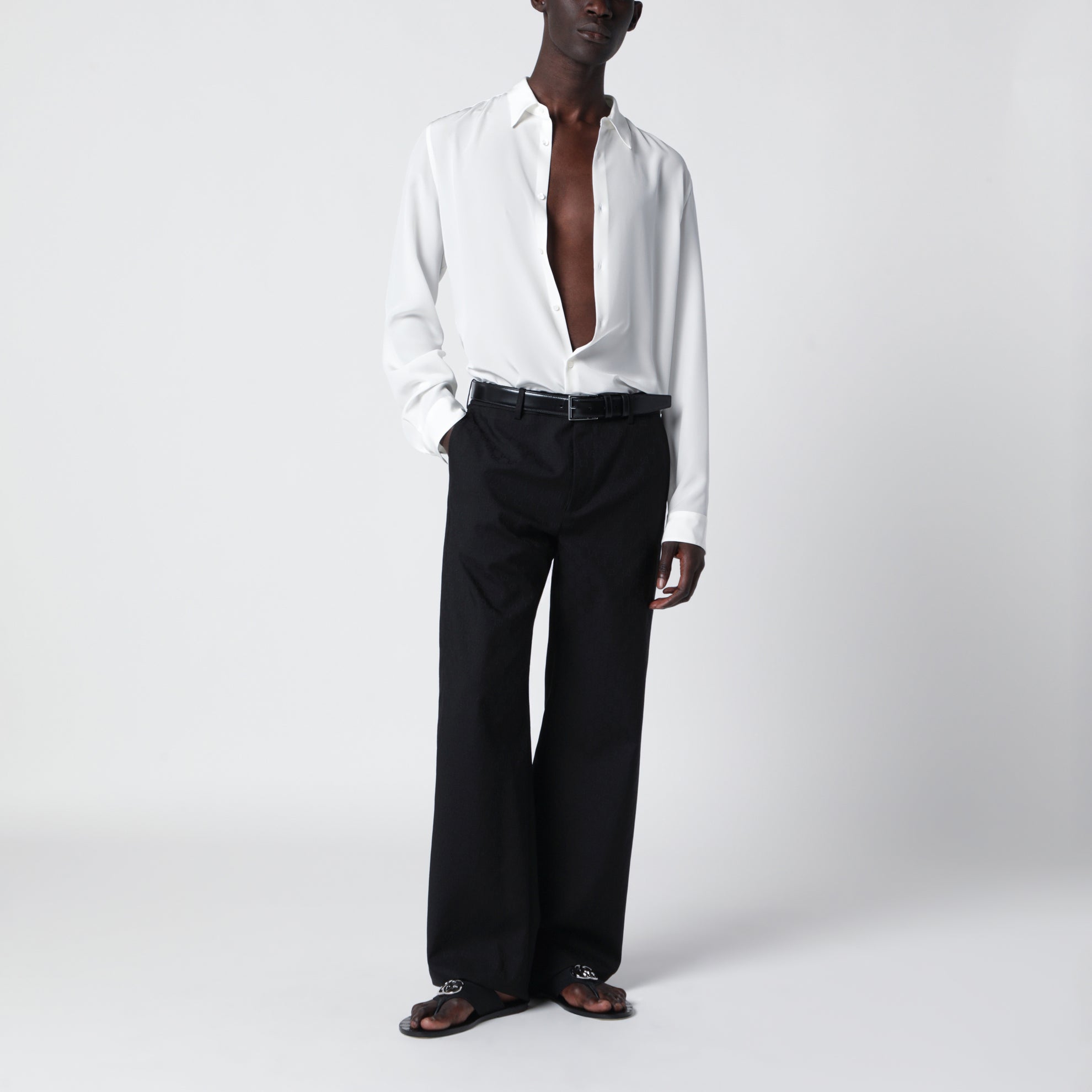 Camicia bianca in crêpe de Chine di seta